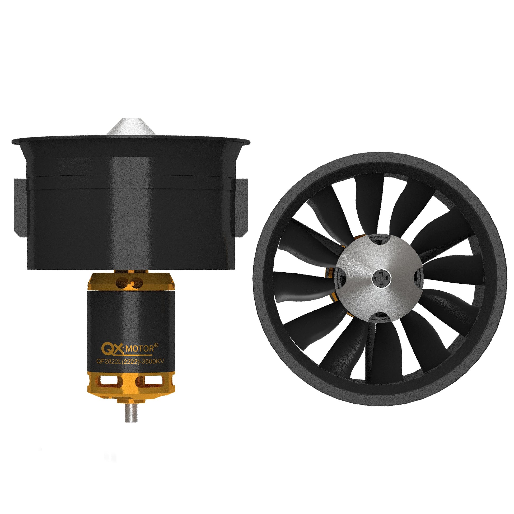 JFtech 64mm Ducted Fan 3500KV Motor 12-Blade Propeller 64mm EDF Duct Fan for RC Airplane Ducted Fan EDF Jet Aircraft