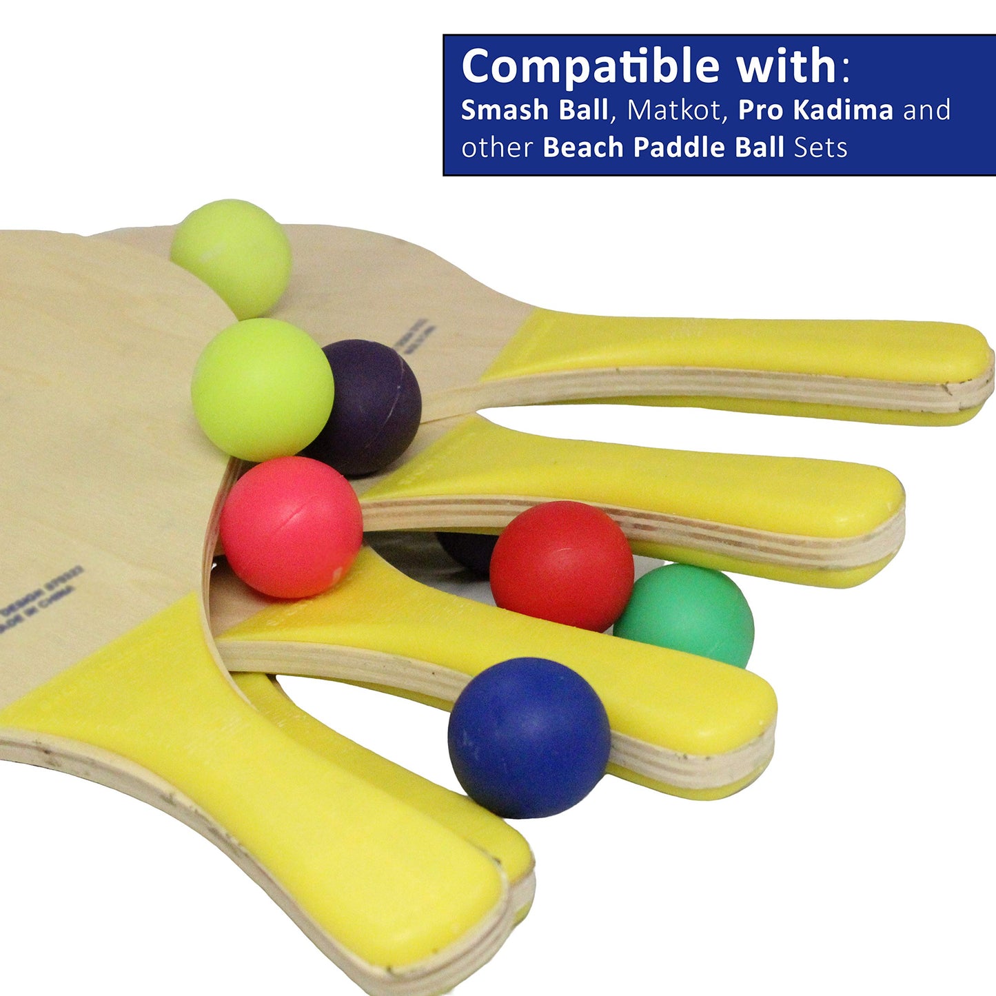 W4W Beach Paddle Ball replacement balls - Extra Balls for Pro Kadima & Smashball Racket (Set of 7 Balls)