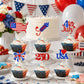 24Pcs Red Blue Stars Cupcake Toppers, 4th Of July Patriotic Independence Day Party Supplies Cake Dessert Ice Cream Toppers, Anniversary Patriotic