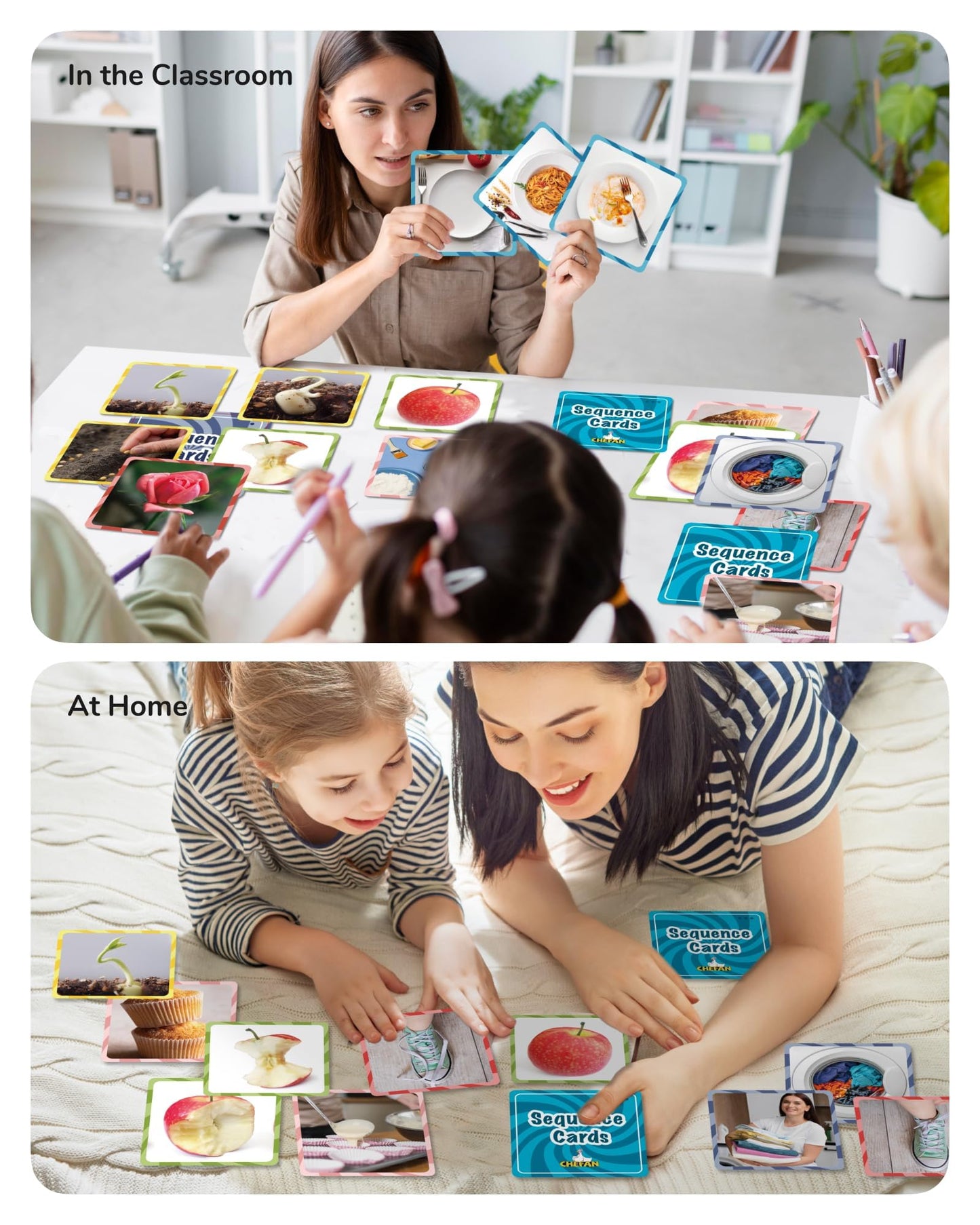 CHEFAN Sequencing Cards, Sequence Game for Kids, Daily Routine for Speech Therapy, Sentence Building for Autism, Special Education, Preschool