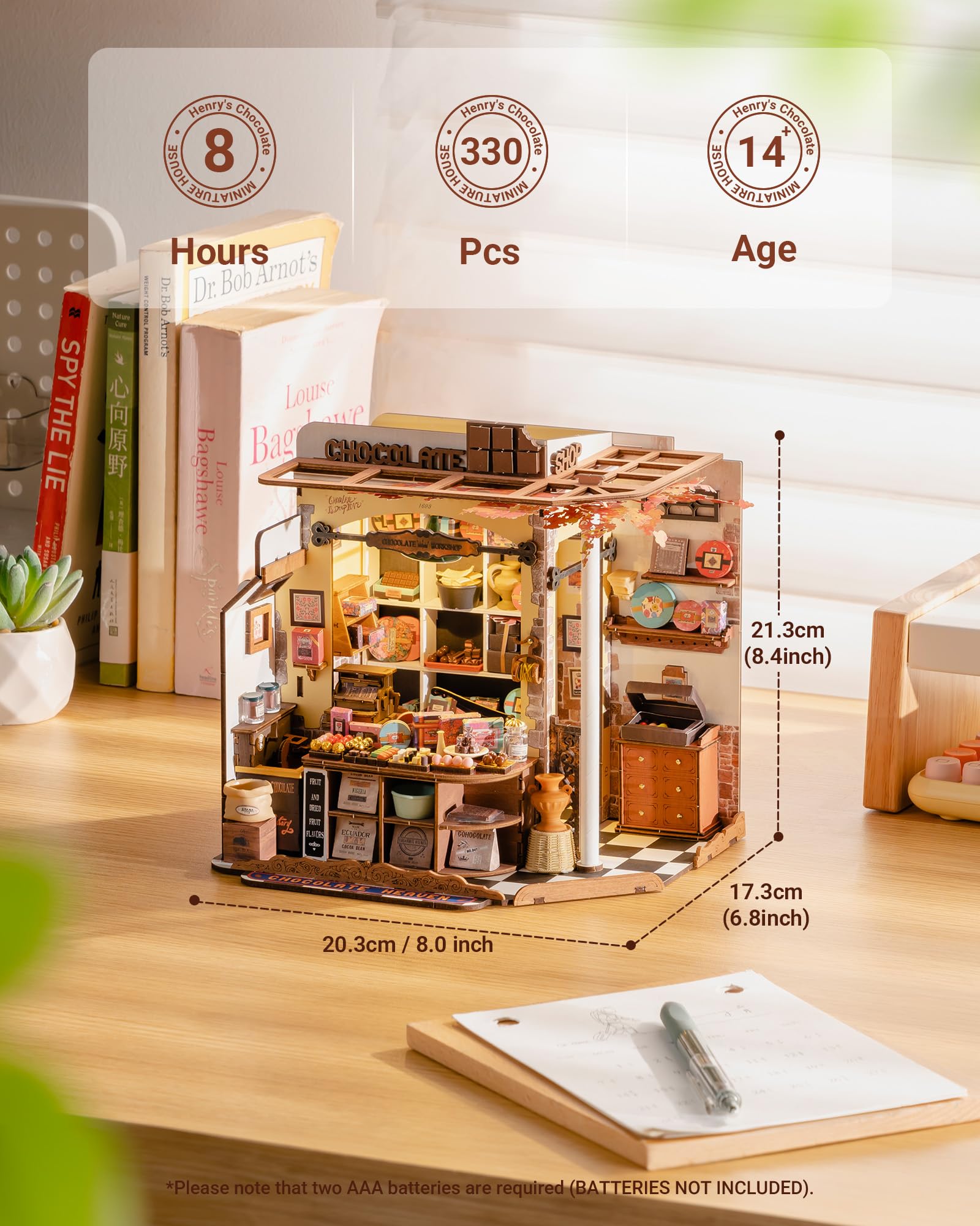 ROBOTIME DIY Miniature House Kit, Tiny House Building Kits?Mini Wooden Furniture Kit for Adults, Dollhouse for Birthday Christmas Craft Hobbies
