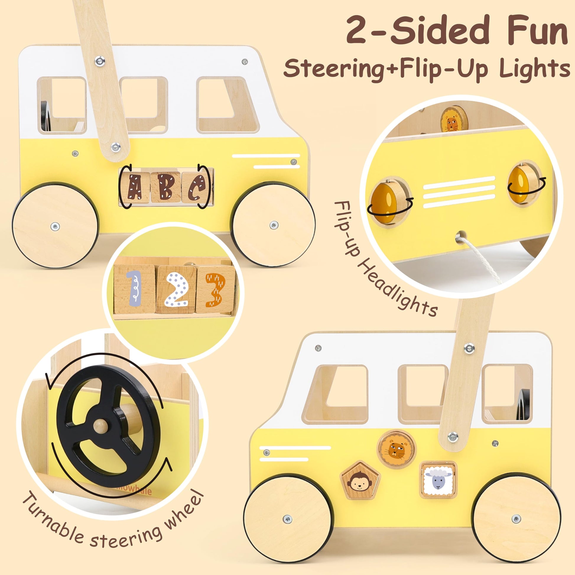 Pillowhale Wooden Baby Walker, First Birthday Gifts for Boys & Girls