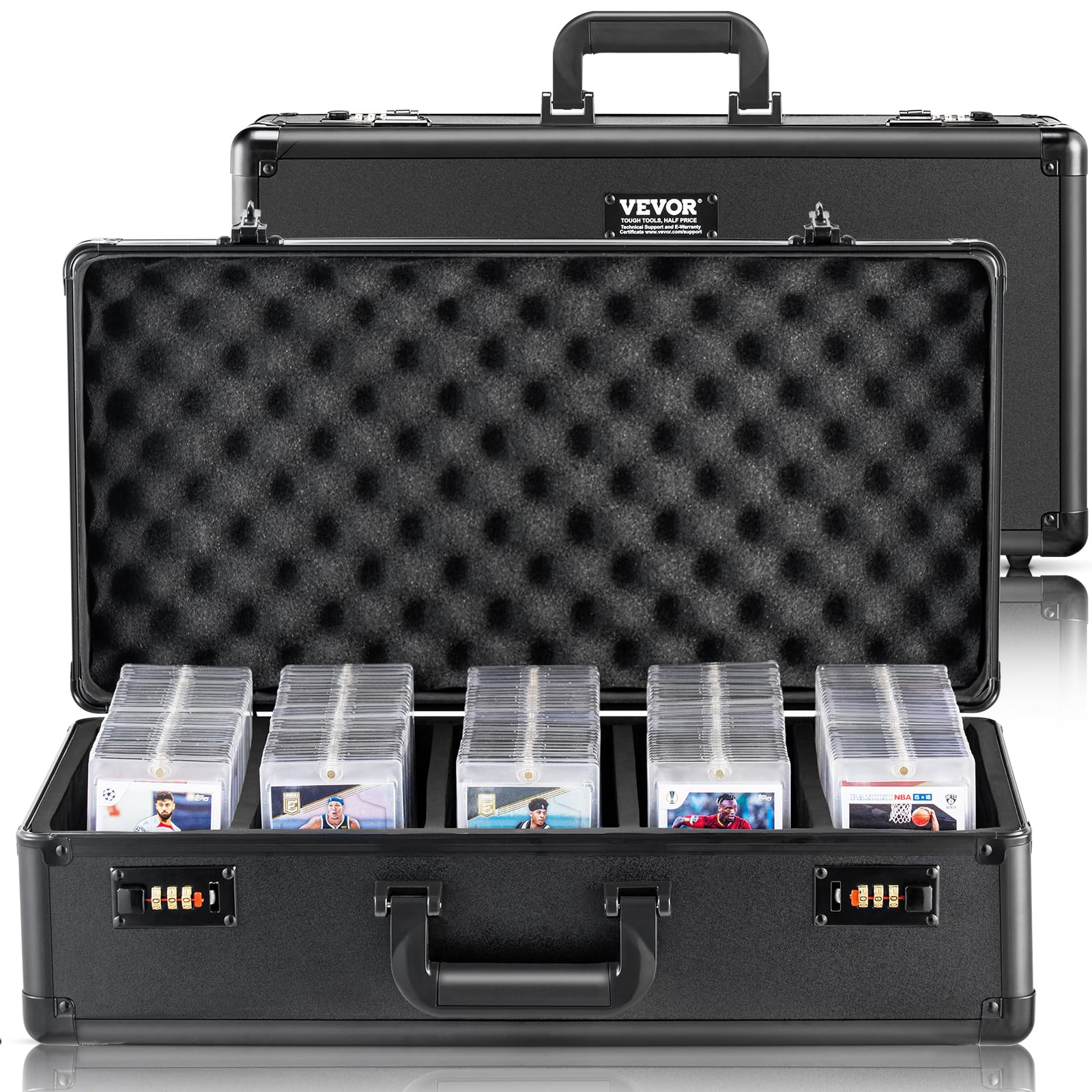 VEVOR 162 PSA Graded Sports Card Holder Box - 5 Slot Case with Coded Lock - Holds 115 BGS, 130 SGC or 999+ Loose Cards