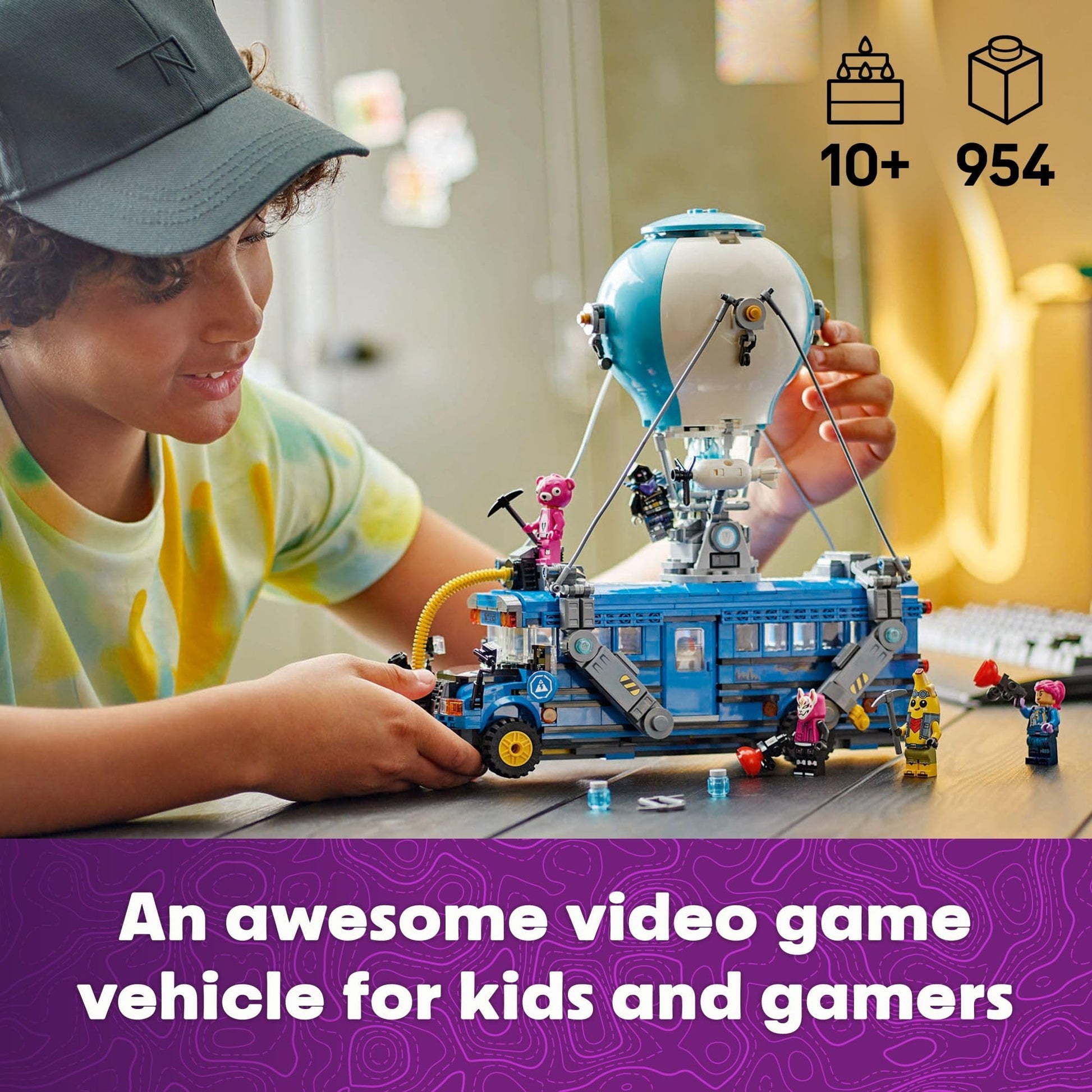 LEGO Fortnite Battle Bus Building Toy - Collectible Fortnite Toy for Kids, Boys & Girls, Ages 10+ - Pretend Play Set with 9 Minifigures from Video