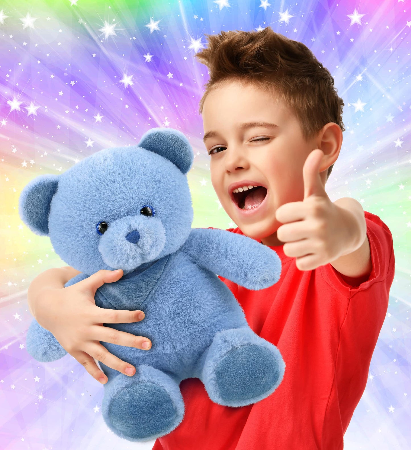 DolliBu Plush Bear Stuffed Animal - Soft Huggable Baby Blue Bear, Adorable Playtime Plush Toy, Cute Wildlife Cuddle Gifts for Kids and Adults - 8