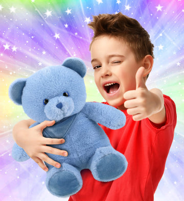 DolliBu Plush Bear Stuffed Animal - Soft Huggable Baby Blue Bear, Adorable Playtime Plush Toy, Cute Wildlife Cuddle Gifts for Kids and Adults - 8