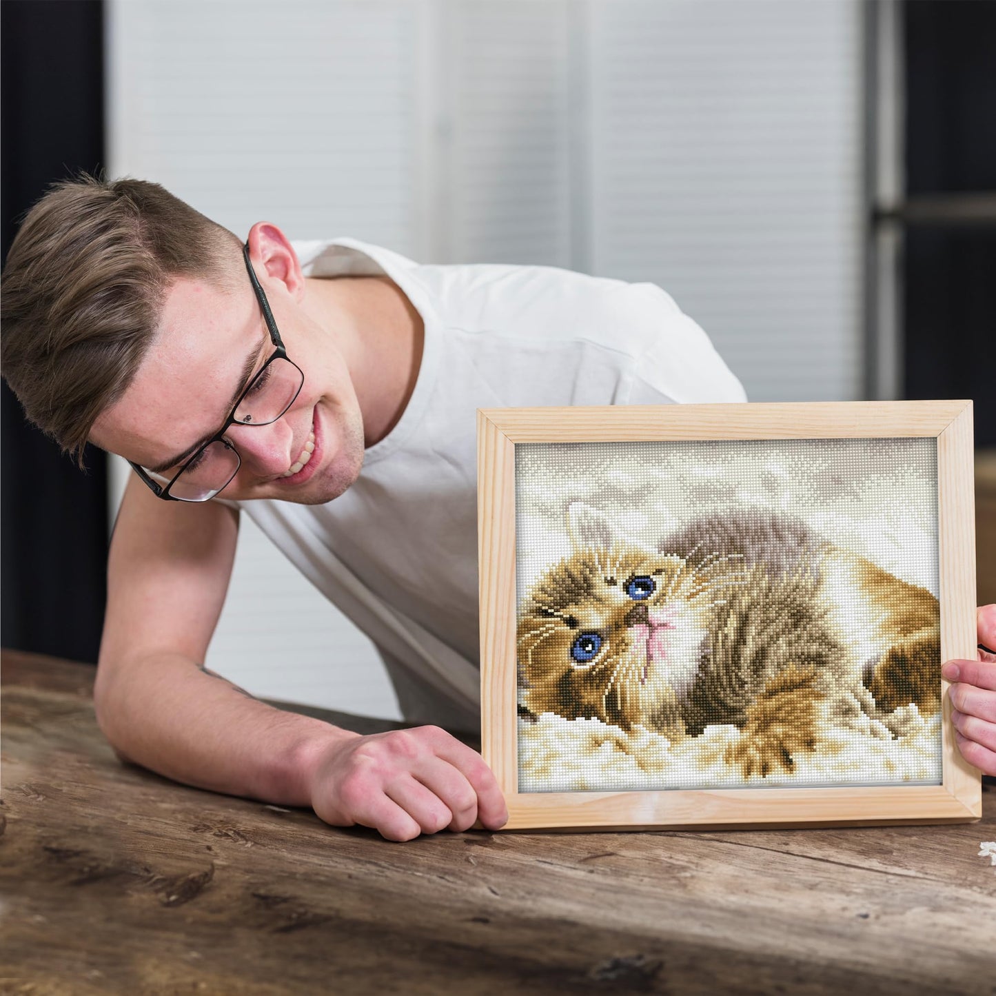 DIAMOND DOTZ Baby Pie Cat Diamond Painting Kits for Adults - Diamond Art Kits a Relaxing Creative Craft Kit with Dotz Gems 12.2"x16.1"