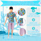 14 Pcs Fashion Doll Clothes Set for 12 Inch Dolls, 2 Outfits with Short Sleeve & Shorts, Includes Doll Shoes, Hat, Skateboard, Guitar & Toy Pets