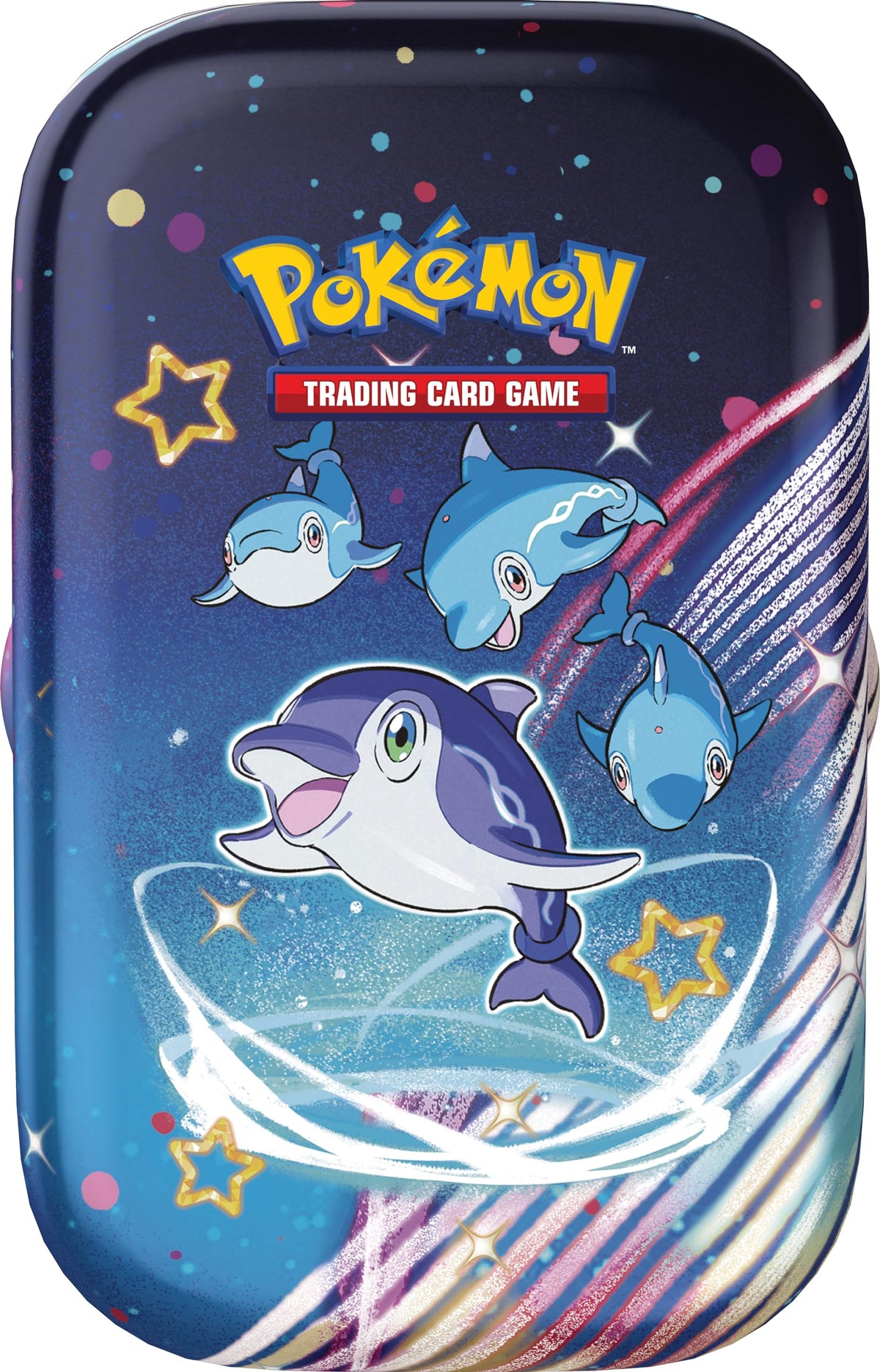 Pokémon TCG - Scarlet & Violet - Paldean Fates Mini Tin (Maushold/Smoliv/Tinkatink/Finizen/Flamigo - 1x Random, Black