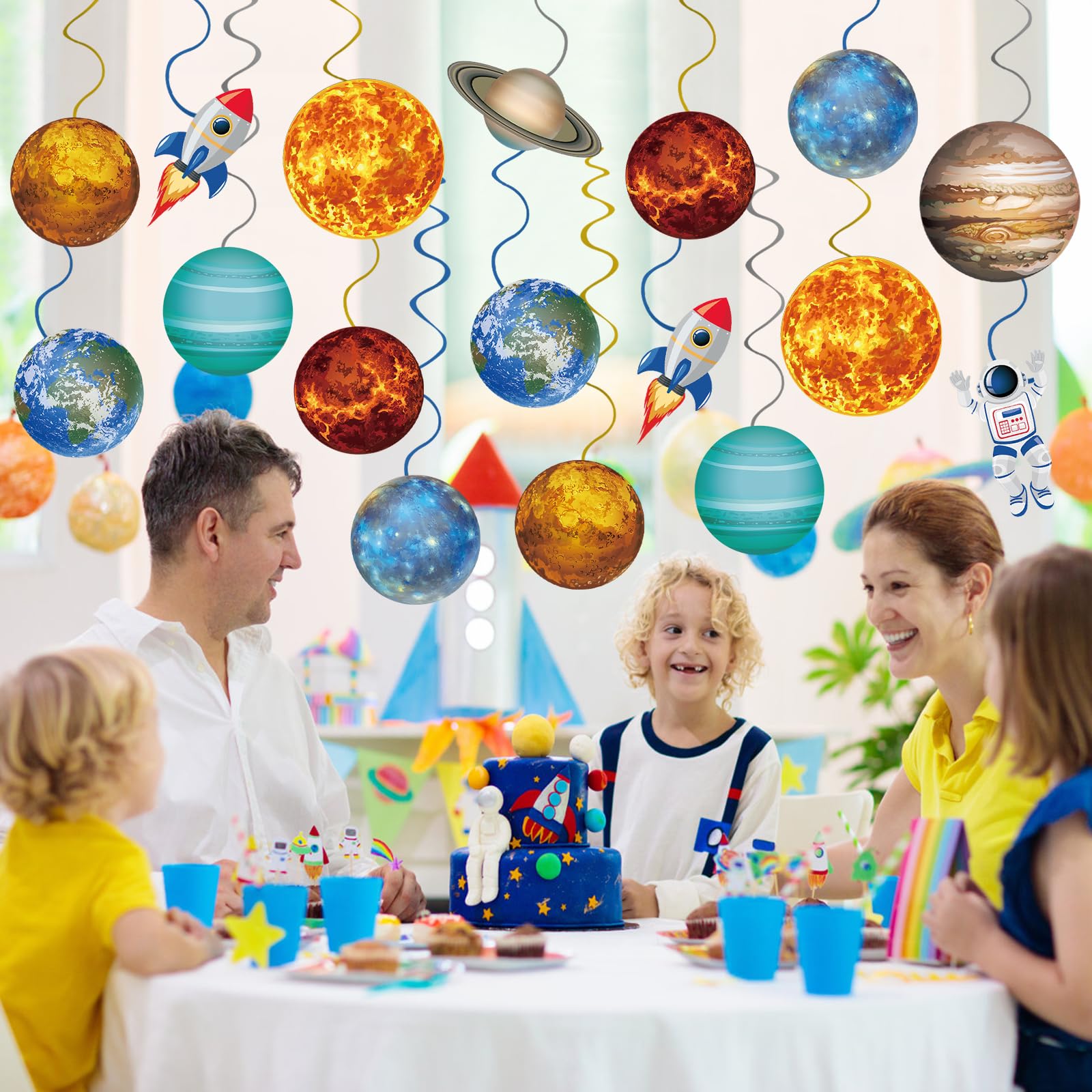 40Pcs Solar System Hanging Swirl Decorations, Outer Space Party Ceiling Hanging Swirls Space Themed Party Swirls Streamers for Space Themed Birthday