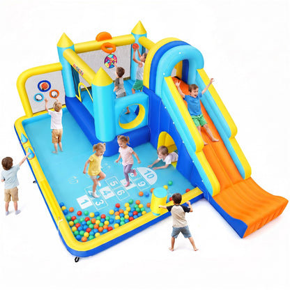 AKEYDIY Inflatable Bounce House, 15-in-1 Big Water Slide Backyard for Kids 3-12, Outdoor/Indoor Jumping Castle with with Jumping Area, Long Slide