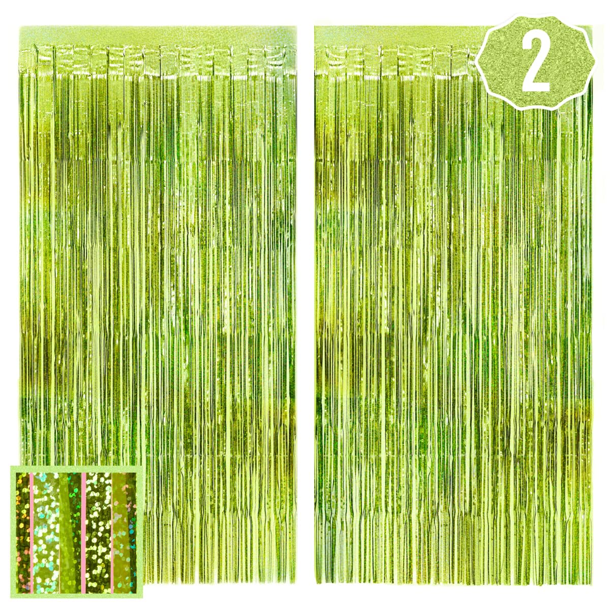 xo, Fetti 2pk Lime Green Foil Curtain | Last Pickle Bachelorette, Margarita
