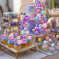 50PCS Macaron Ball Cake Topper Decoration for DIY Baking 5 Sizes Decorative Cake Toppers for Wedding Birthday and Anniversary (Pink Blue Purple)