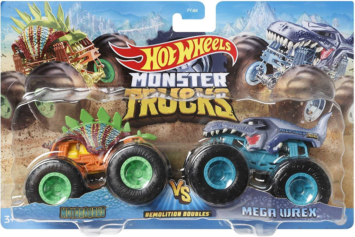 Monster Trucks Motosaurus vs Mega Wrex, Demolition Doubles (1:64 Scale)