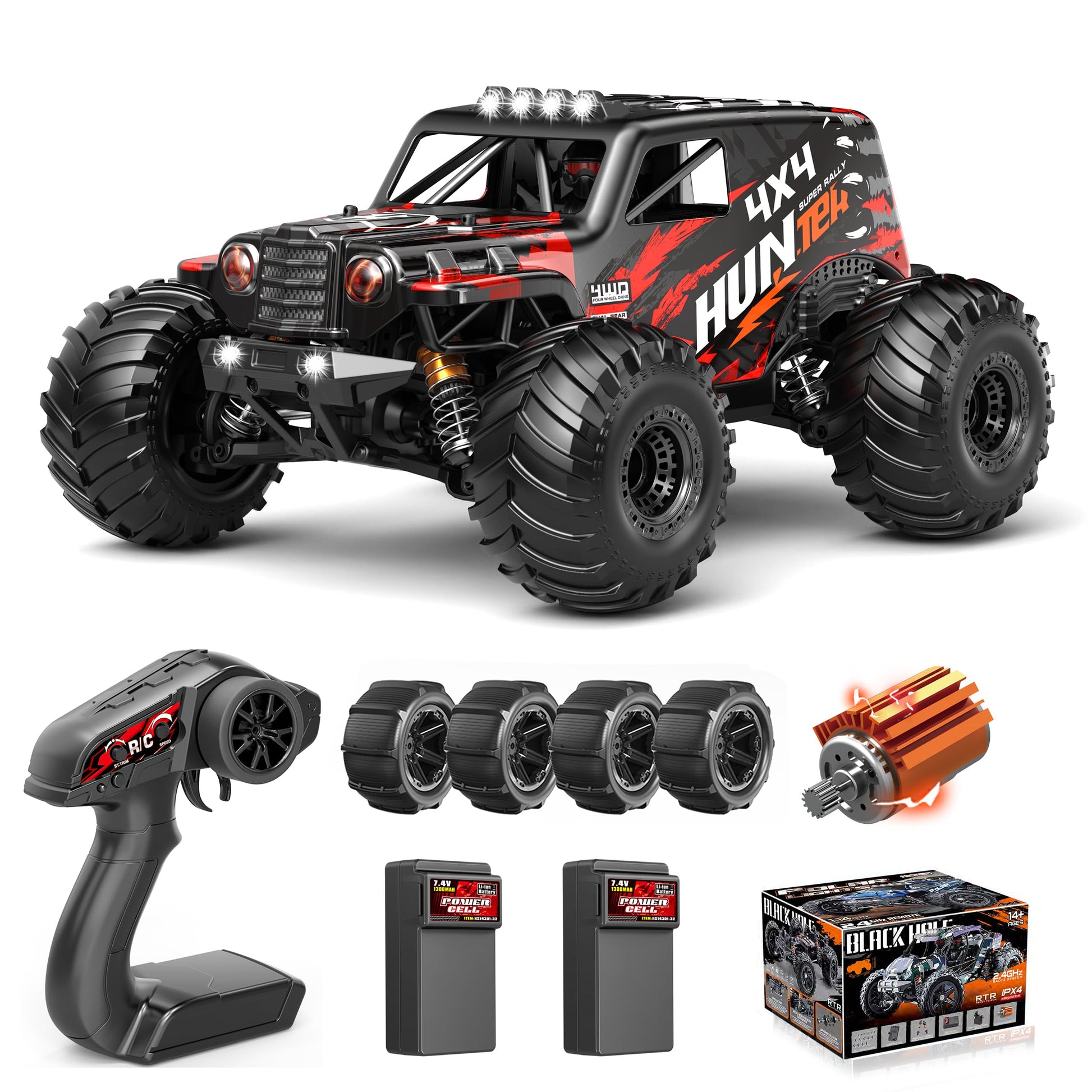 YESHIN 1:14 Scale RC Cars for Adults, 4X4 Waterproof Off-Road Remote Control Truck with 2 Rechargeable Batteries, 40km/h Waterproof Electric Vehicle