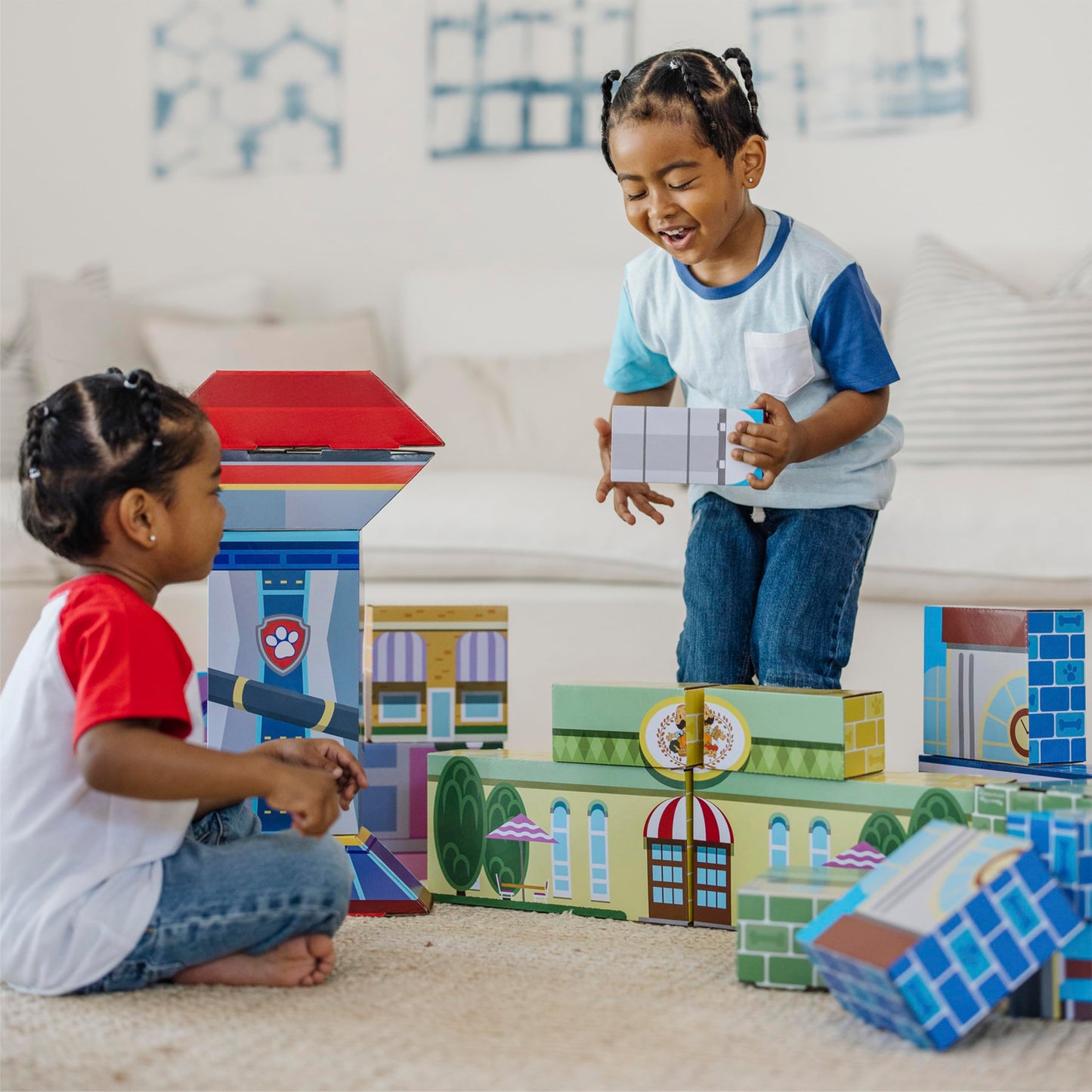 Melissa & Doug PAW Patrol Jumbo Cardboard Blocks (41 Pieces) PAW Patrol Houses Stackable Blocks for Ages 2+
