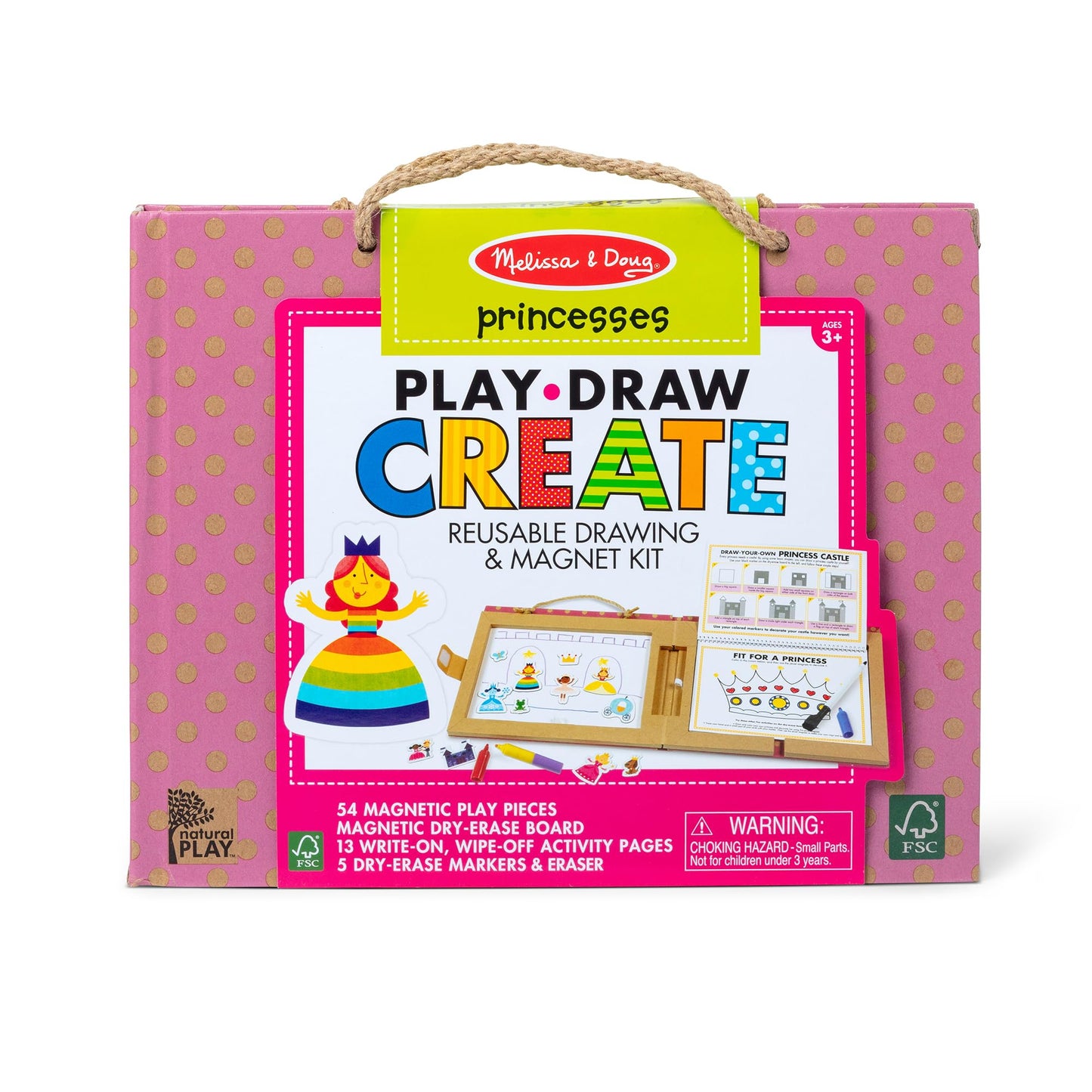 Melissa & Doug Natural Play: Play, Draw, Create Reusable Drawing & Magnet Kit - Princesses (54 Magnets, 5 Dry-Erase Markers) - FSC Certified