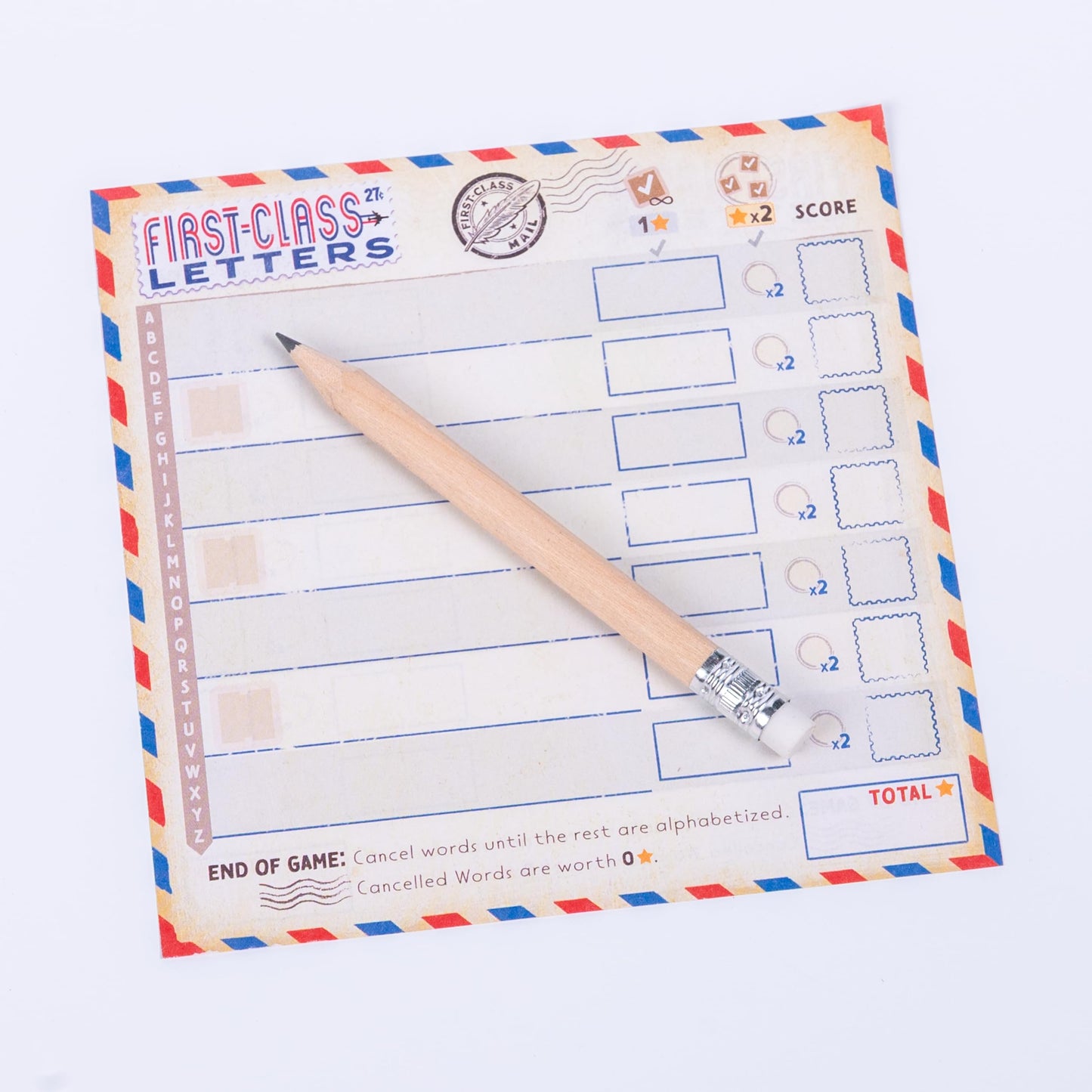 GameHead First-Class Letters, Roll & Write Word Game for Families and Parties, Ages 8+, 1-100 Players, Fast Paced 20 Minute Play Time, Fun and Travel