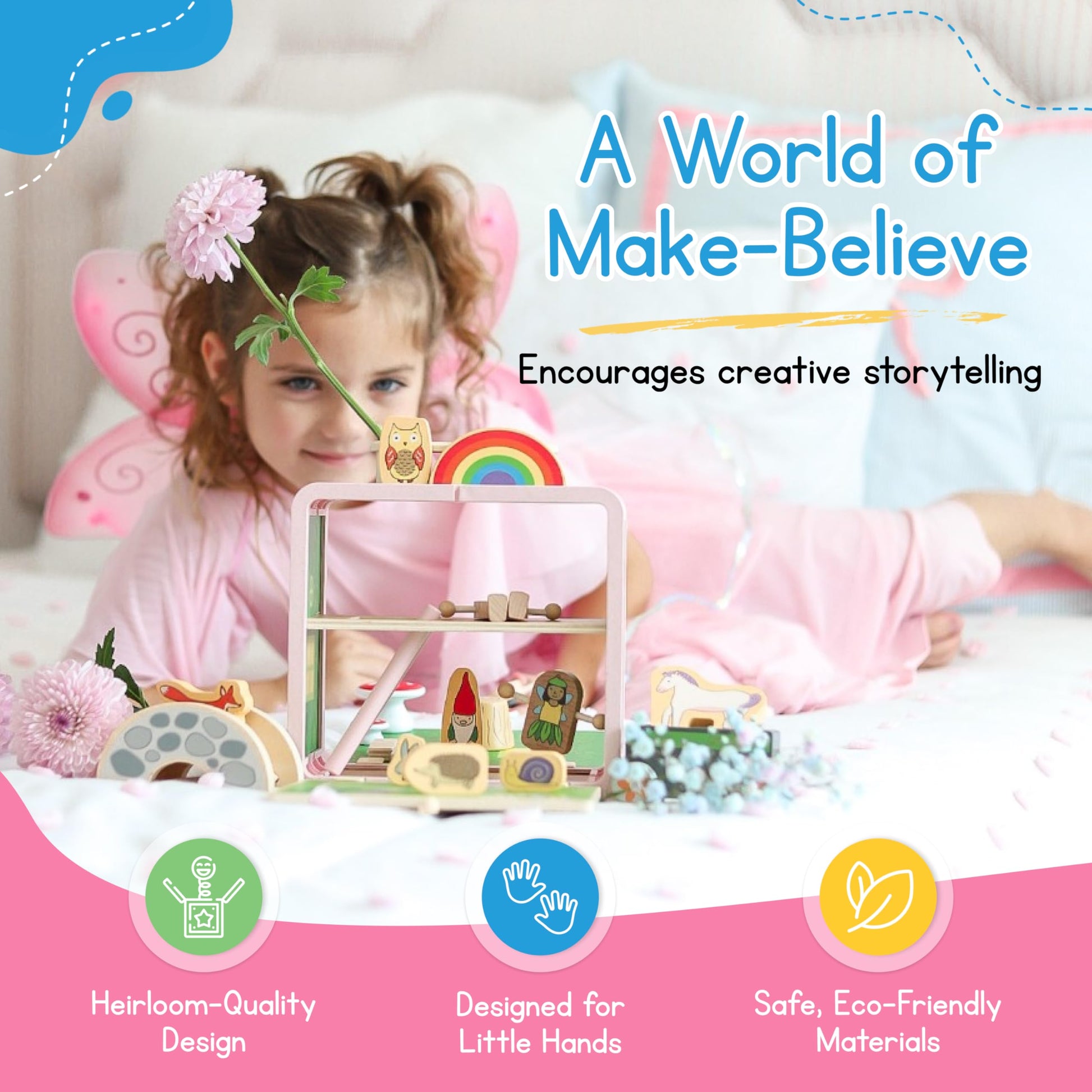 Jack Rabbit Creations Fairy Suitcase Playset - 17-Piece Dollhouse - Ages 3+