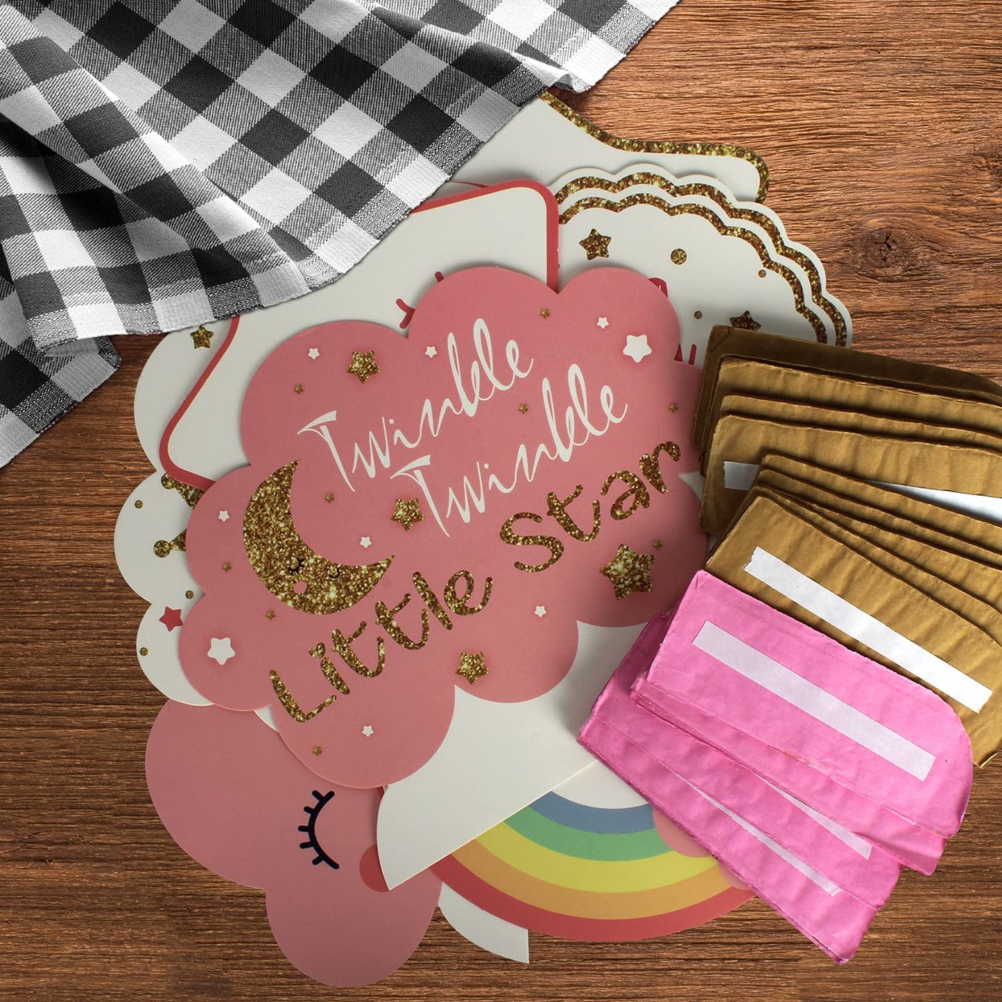 LINGTEER Twinkle Twinkle Little Star Table Honeycomb Centerpieces - Cheers to Baby Shower First Birthday Welcome Little One Party Table Decorations