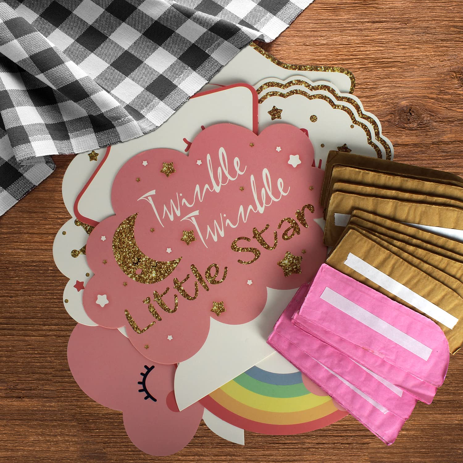 LINGTEER Twinkle Twinkle Little Star Table Honeycomb Centerpieces - Cheers to Baby Shower First Birthday Welcome Little One Party Table Decorations