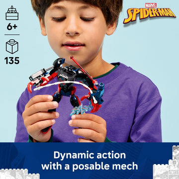 LEGO Marvel Miles Morales Mech vs. Spider-Man 2099 Building Toy for Boys & Girls - Poseable Super Hero Mech & 2 Marvel Minifigures for Kids & Fans