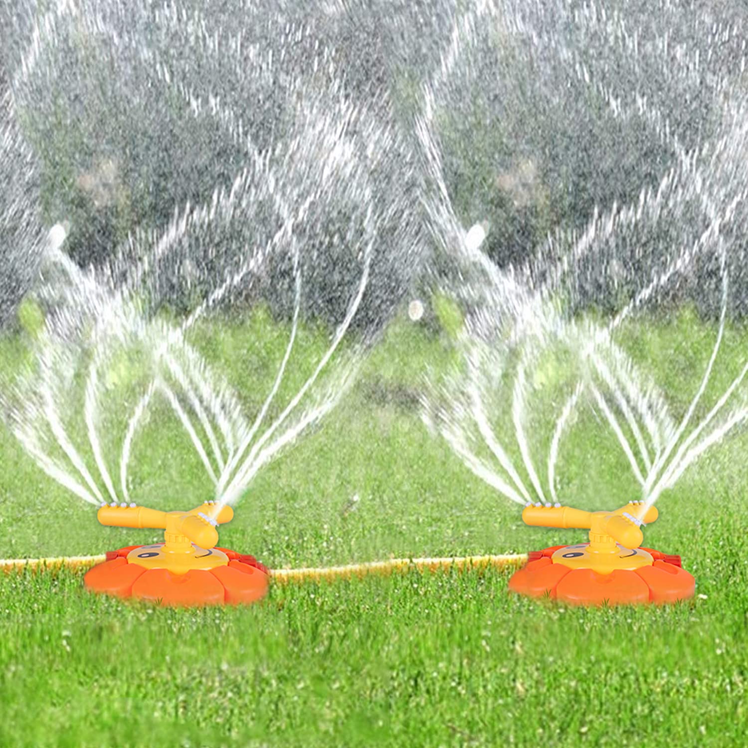 Water Sprinkler for Kids Toddlers Sprinklers with Roating Spray Nozzles Attaches Garden Water Hose Outdoor Play Outside Toys 3-4 Summer Backyard Lawn