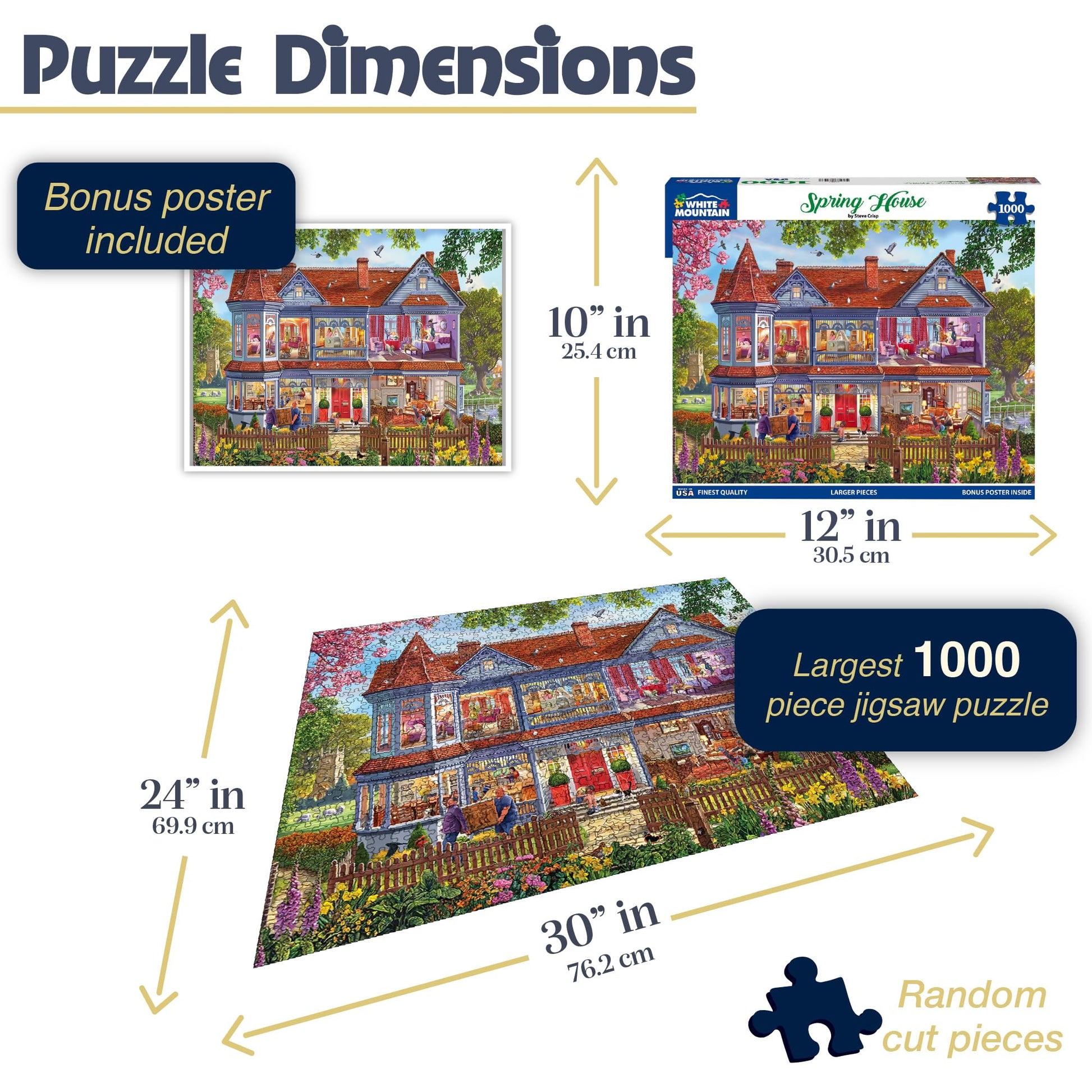 White Mountain 1000 Piece Jigsaw Puzzle Fun Colorful, Spring House