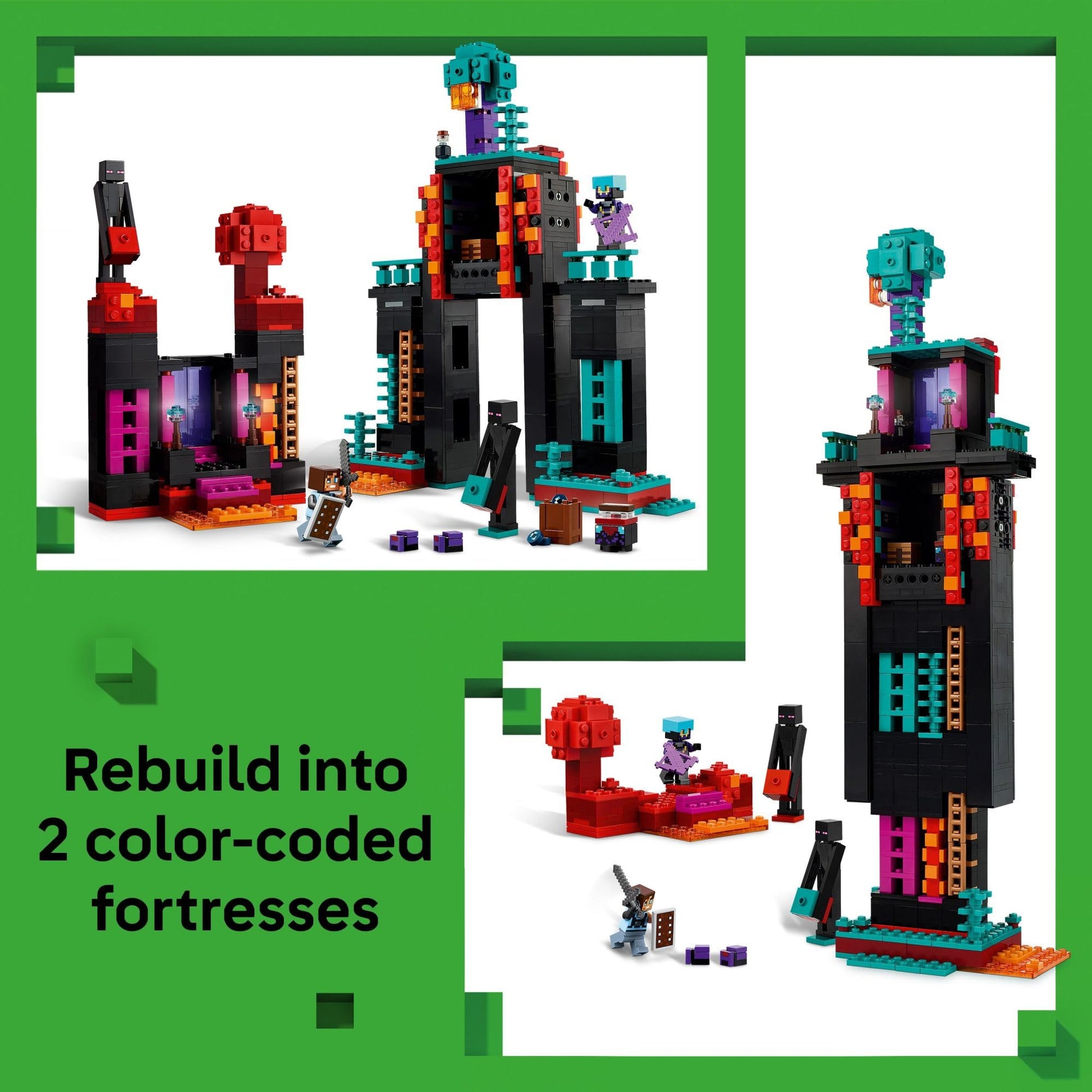 LEGO Minecraft The Enderman Tower Building Toy for Boys & Girls - Video Game Building Set for Kids, Ages 9+ - 2 Toys in 1 for Player Vs. Player