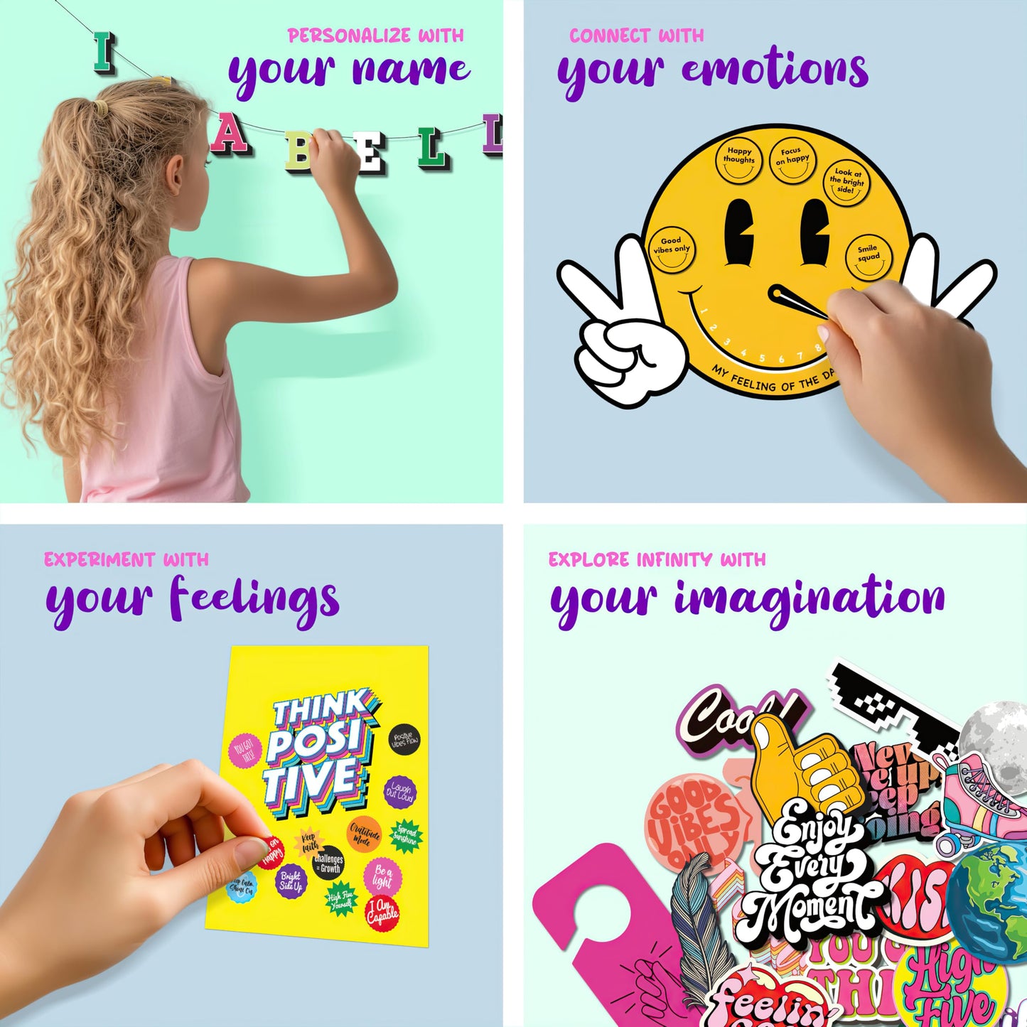 Glow in the Dark Wall Collage Kit for Teen Girls - 1000+ Stickers Teen Girl Room Bedroom Decor, Room Decor for Teen Girls - Teen & Tween Girls Trendy