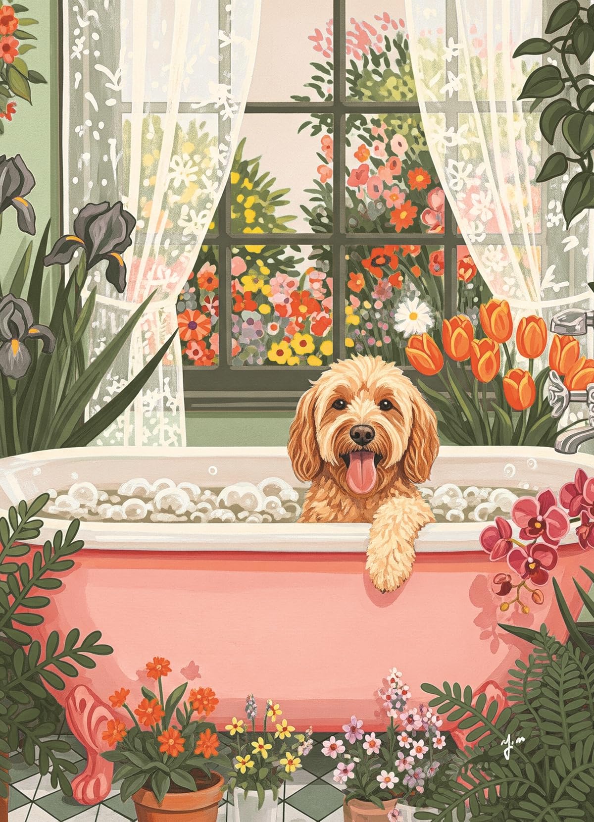 Cobble Hill 500 Piece Puzzle - Bloom and Bubbles - Sample Poster Included