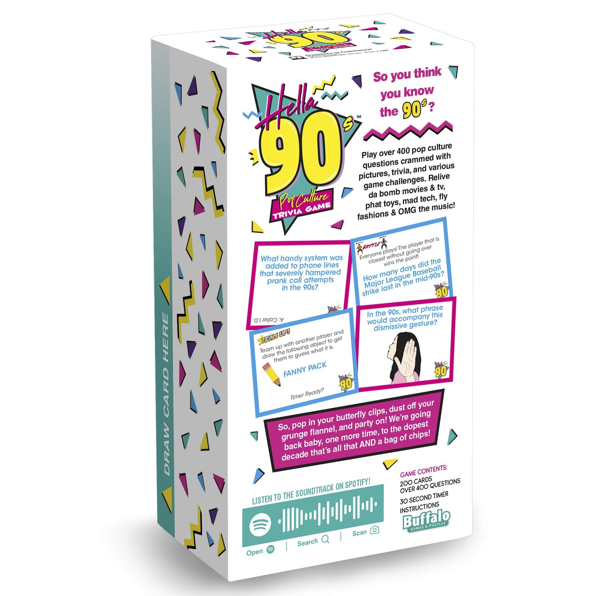 Buffalo Games Hella 90s Pop Culture Trivia Card Game - Brown, Pack of 1, 200 Trivia Cards, Timer - 90s Nostalgia & Hip Hop - Quiz for Adults - Adult