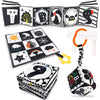 KUANGO 3 PCS Black and White High Contrast Baby Toys Newborn Toys 0-6 Months, Visual Stimulation Sensory Soft Book, Infant Tummy Time Toys 0-3-6