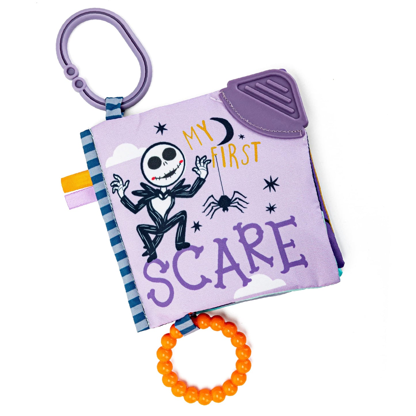 Kids Preferred Disney Nightmare Before Christmas My First Scare Jack Skellington Soft Book Baby Teething Crinkle Book with On-The-Go Clip, Crinkle