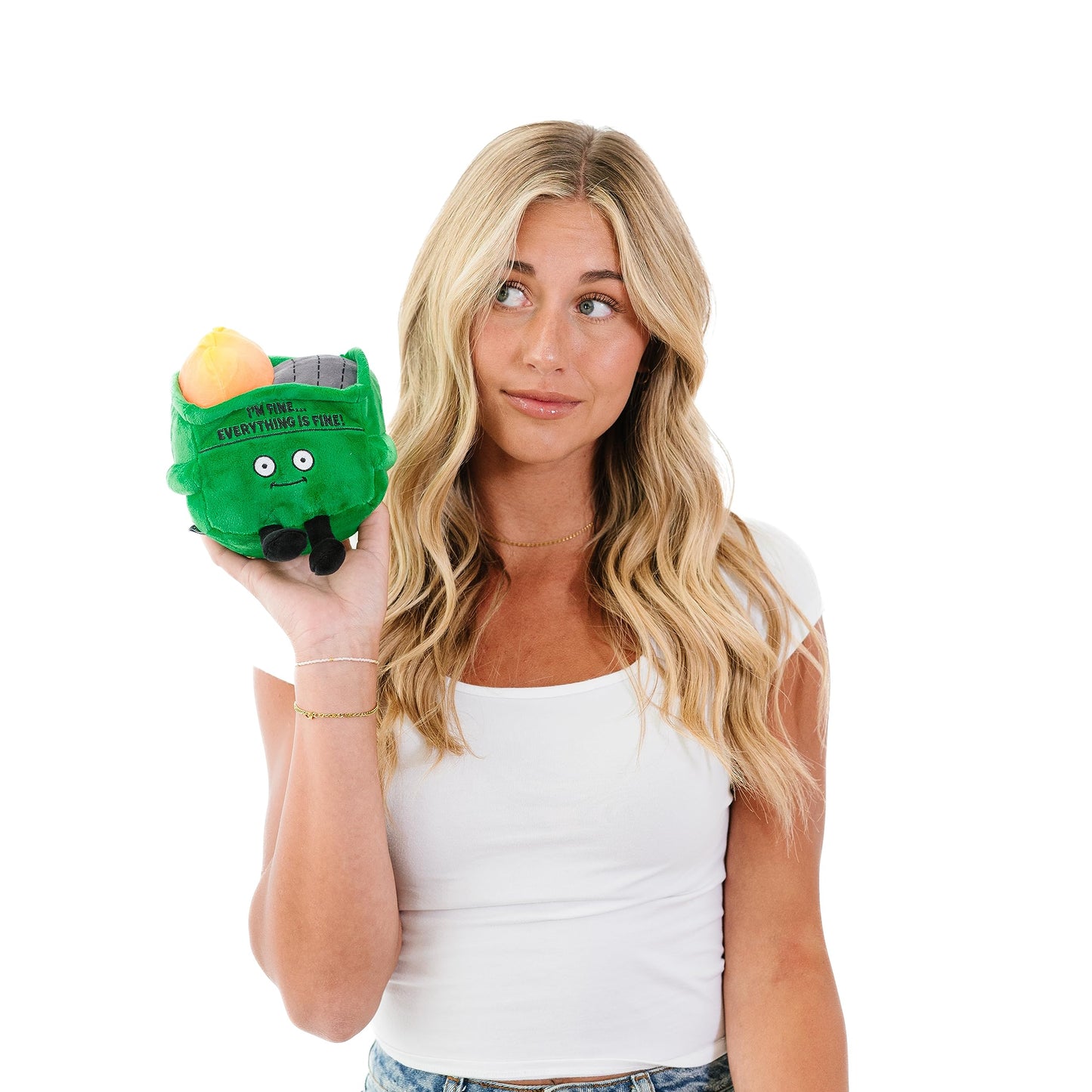 Punchkins Dumpster Fire Plushie - I'm Fine, Everything is Fine! Dumpster Fire Plush, Emotional Support Plushie, Funny Plush Toy for Gifting