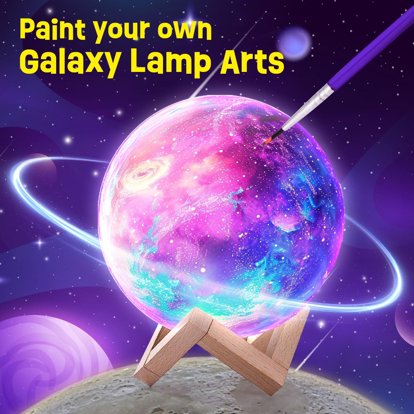 LAOESE Paint Your Own Moon Lamp Kit, Cool Gifts DIY 3D Moon Night Light, Arts and Crafts for Kids Ages 8-12, Space Art Supplies Craft Kits, Girls Boys