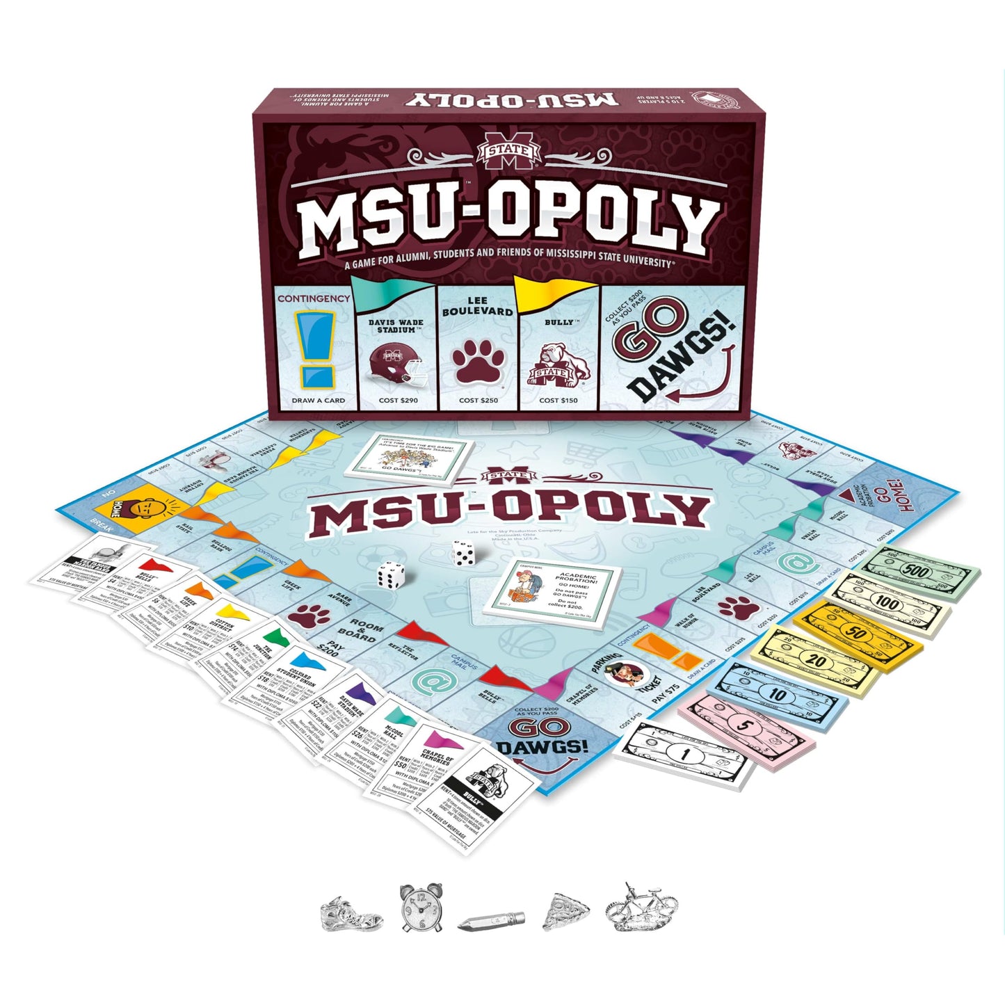 Late for the Sky Mississippi State University Opoly Board Game for 2-6 Players, Ages 12+, College Campus Theme Family Strategy Party Game