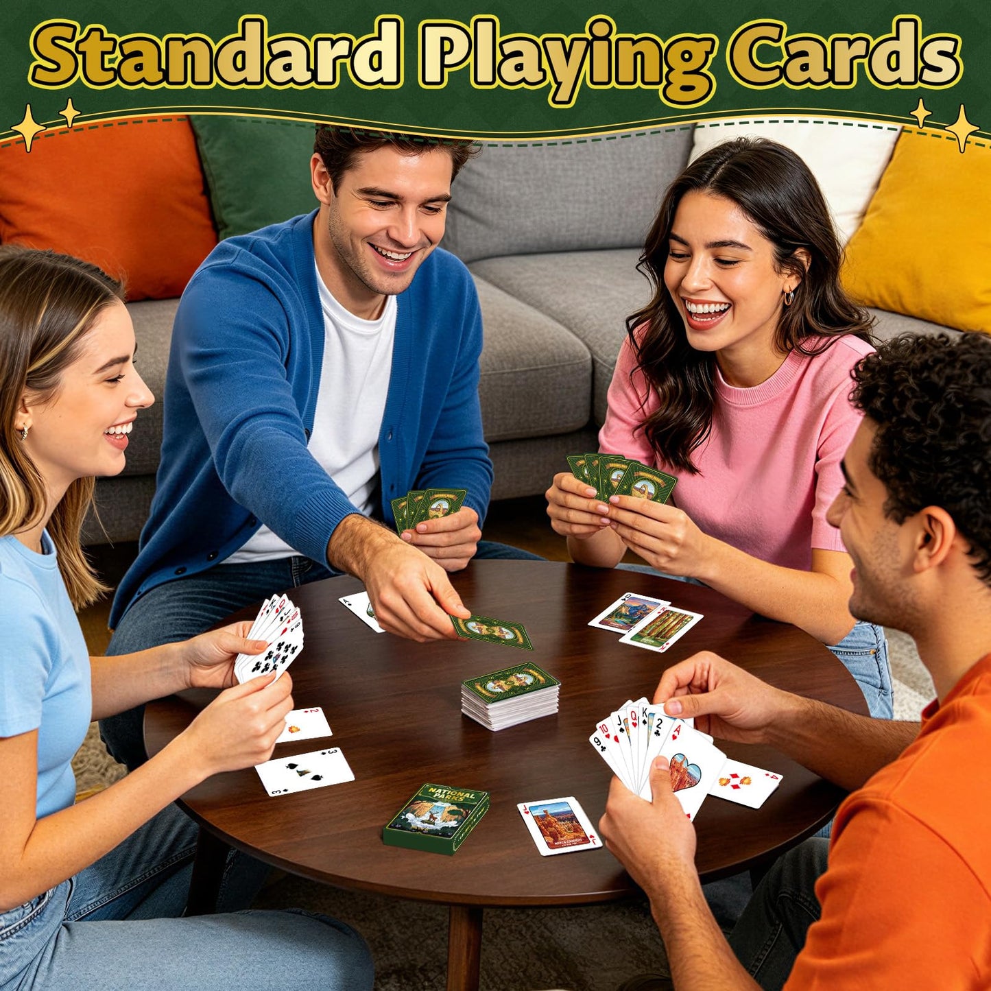 Playing Cards 4 Pack, National Park Themed Playing Cards, Deck of Cards, Standard Poker Card for Card Games,Game Night Blackjack Camping Travel Party