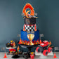 30PCS Truck Cake Decorations Truck Cake Toppers Red Blue Yellow Green Balls Race Car Cake Toppers for Truck Themed Racing Car Party Decorations