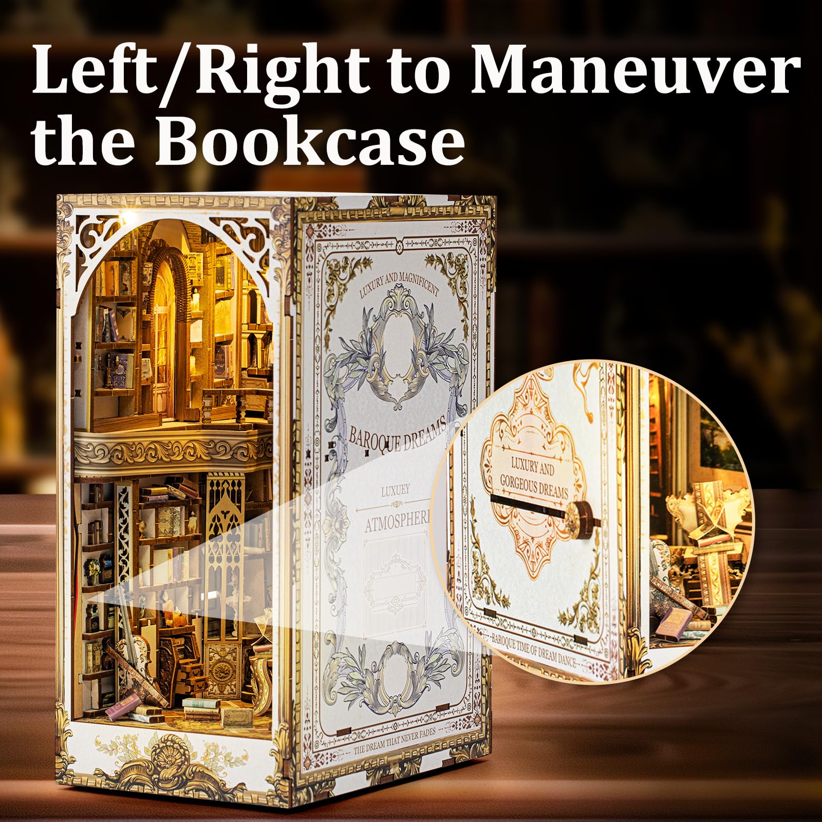 DIY Book Nook Kit - Bookend Diorama with LED - 3D Wooden Puzzle DIY Miniature House Kits - Bookshelf Insert Decor - Booknook Dollhouse Crafts Hobbies