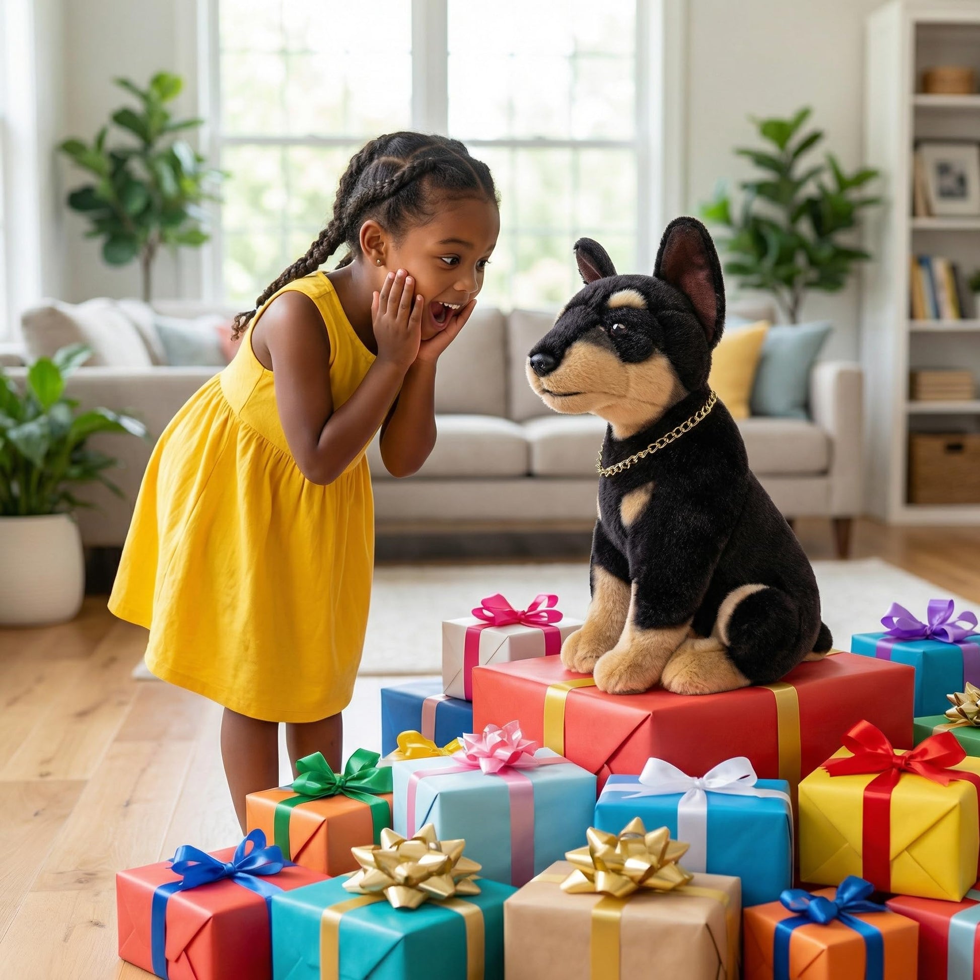 Double Bread Realistic Doberman Dog Plush Toy - Simulation 12" Standing Doberman Noble Pet Dog Stuffed Animal Puppy Model Toy, Unique Plush Gift