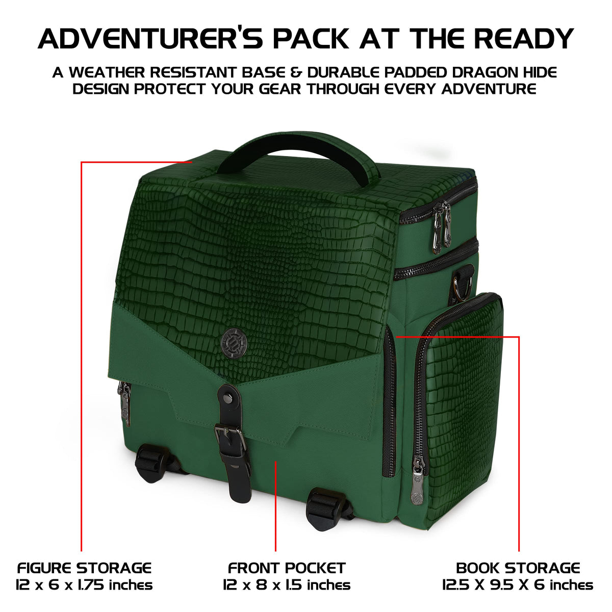 ENHANCE Collector's Edition RPG Adventurer's DnD Bag - Dragon Hide Exterior Travel RPG Bag with Tabletop Miniatures Storage Vault, Mat Holder, DnD
