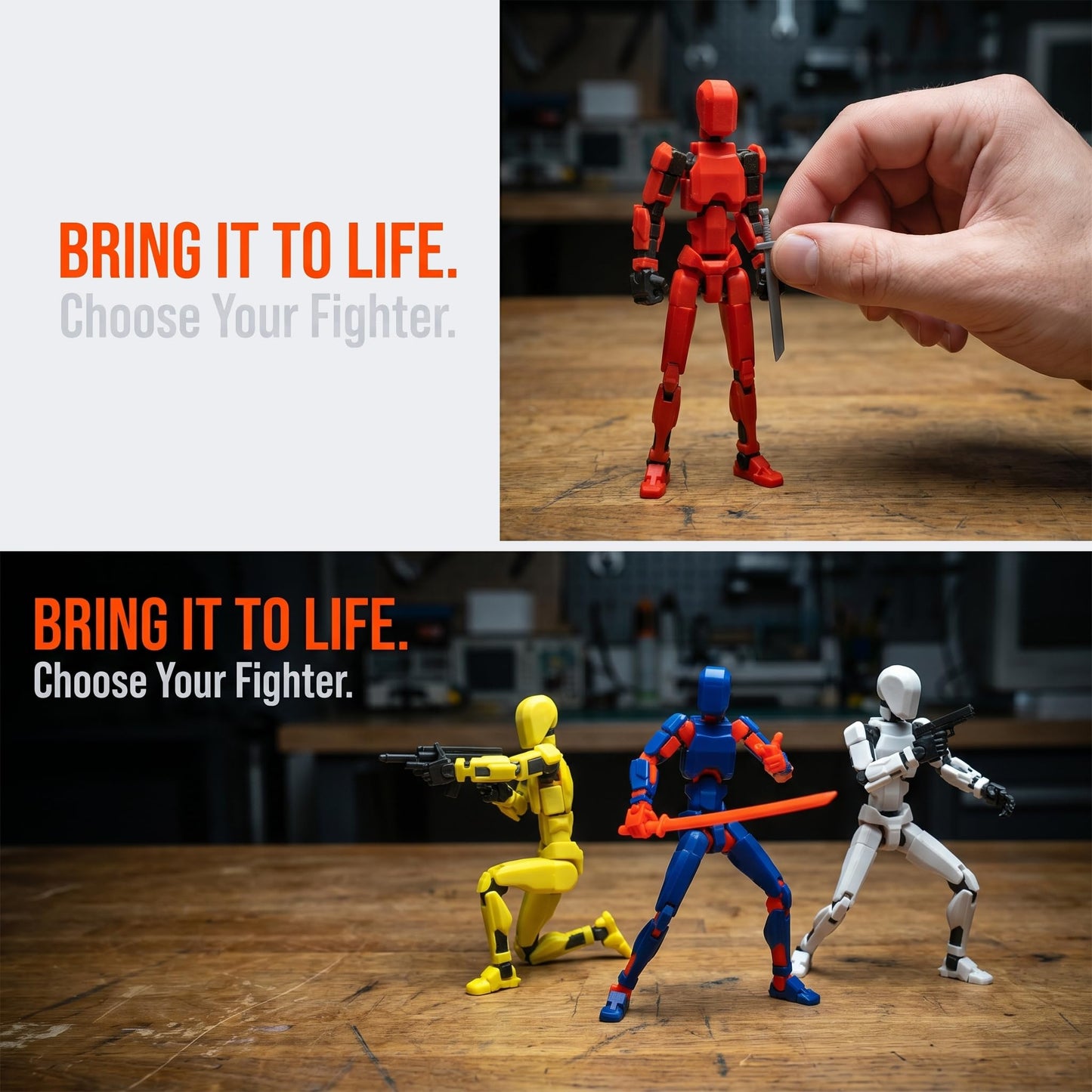 T13 Action Figure Set,6PC Multi-joint articulation, 3D printed Assembled