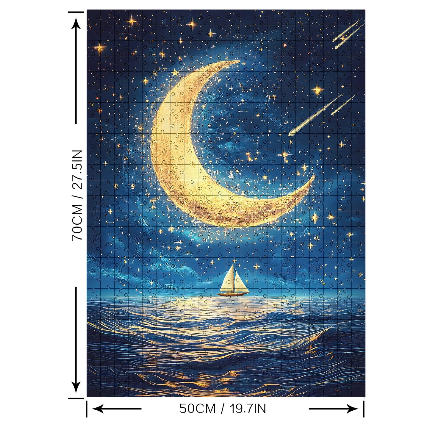 Ocean Puzzle 1000 Pieces-Starlit Voyage, Starry Night Puzzle 1000 Pieces, Moon Puzzles for Adults, Difficult Jigsaw Puzzle for Families, Finished Size