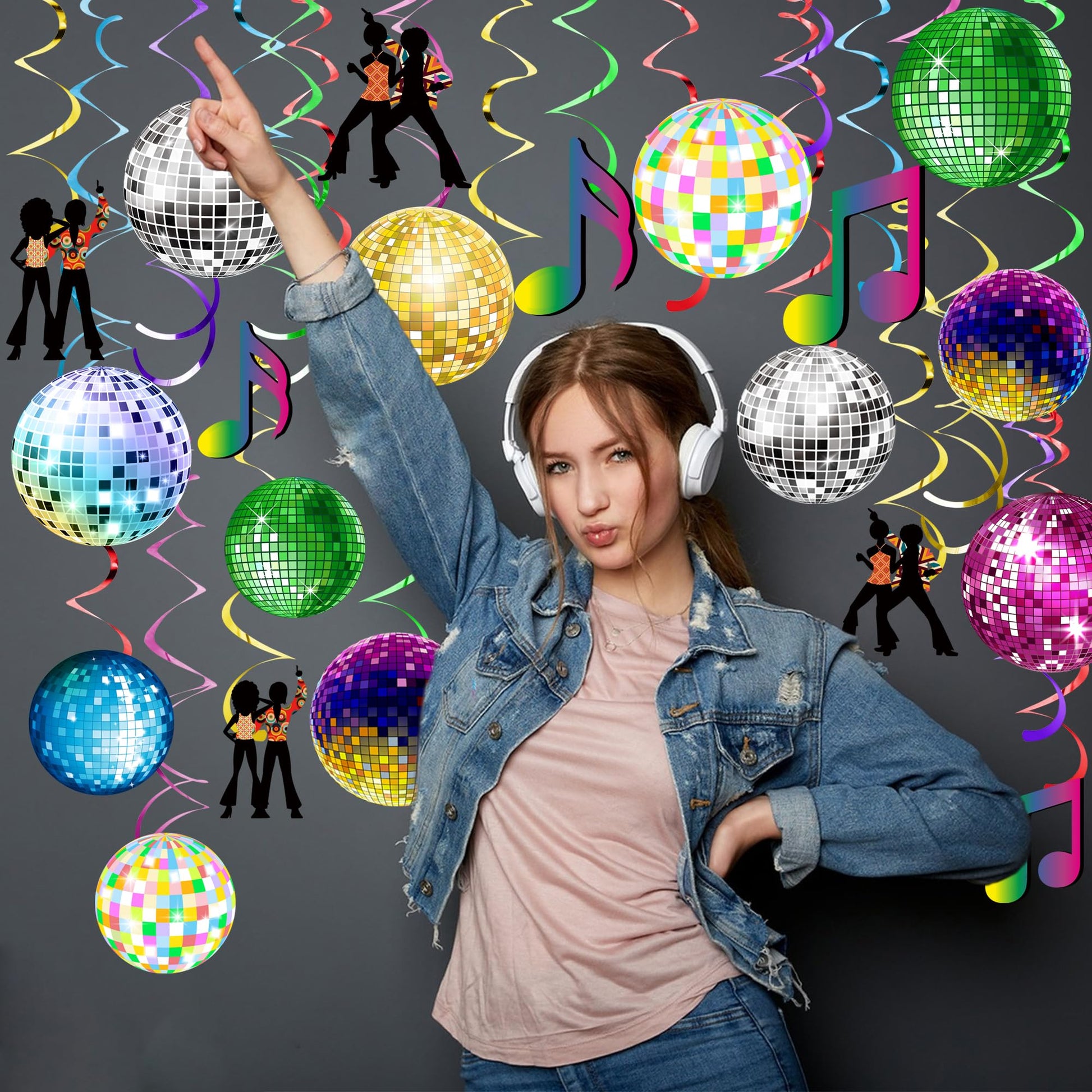 54 Pieces Disco Party Decorations Disco Ball Hanging Swirls 70s Party Hanging Swirls Ceiling Decor for Disco Party 70s Birthday Party Favors Supplies