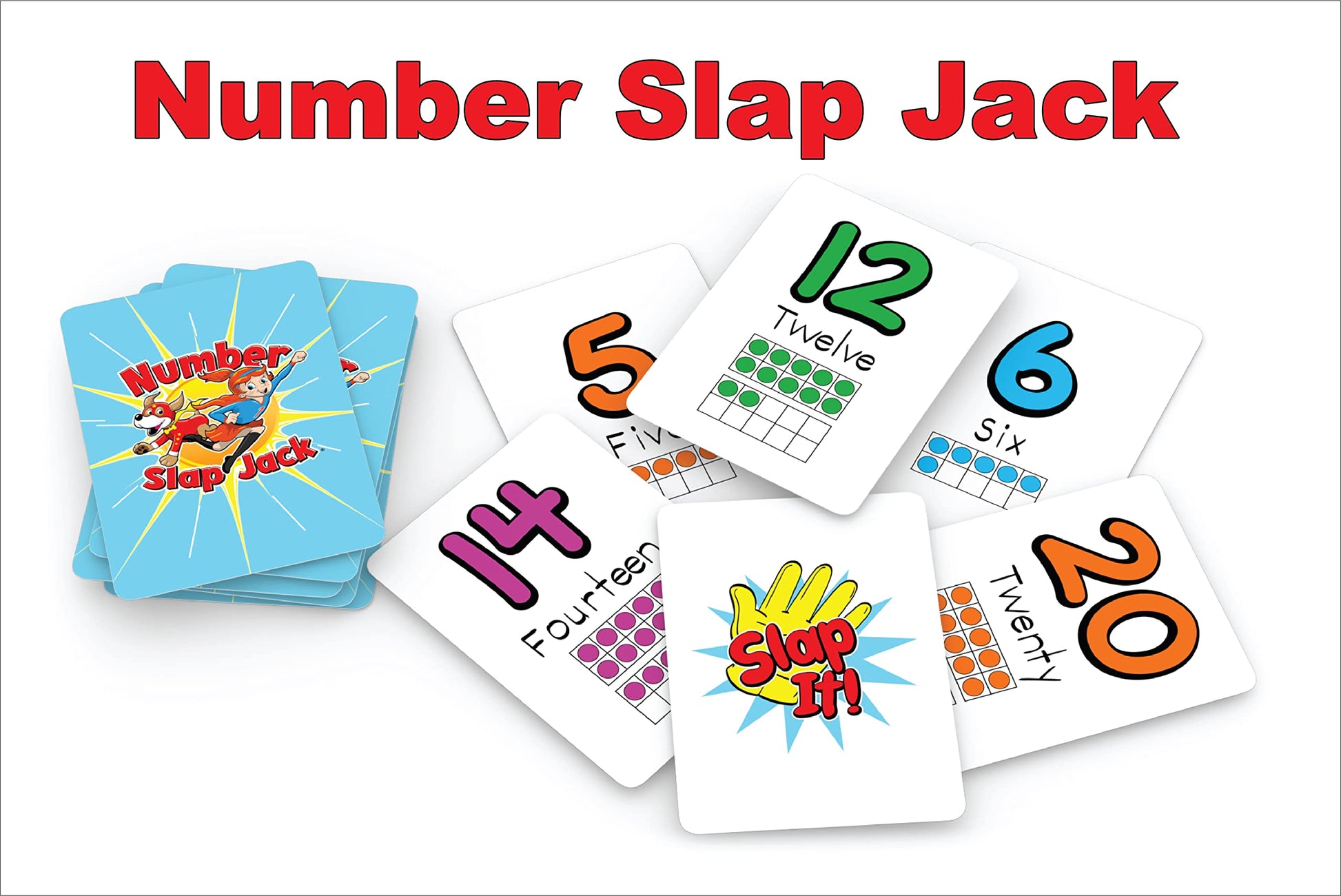 Number Slap Jack a Math Card Game for Kids Ages 4 and Up | The Easy Way to Learn Numbers 0-20 | 4 Fun Ways to Play | Featuring Ten Frames and Operator