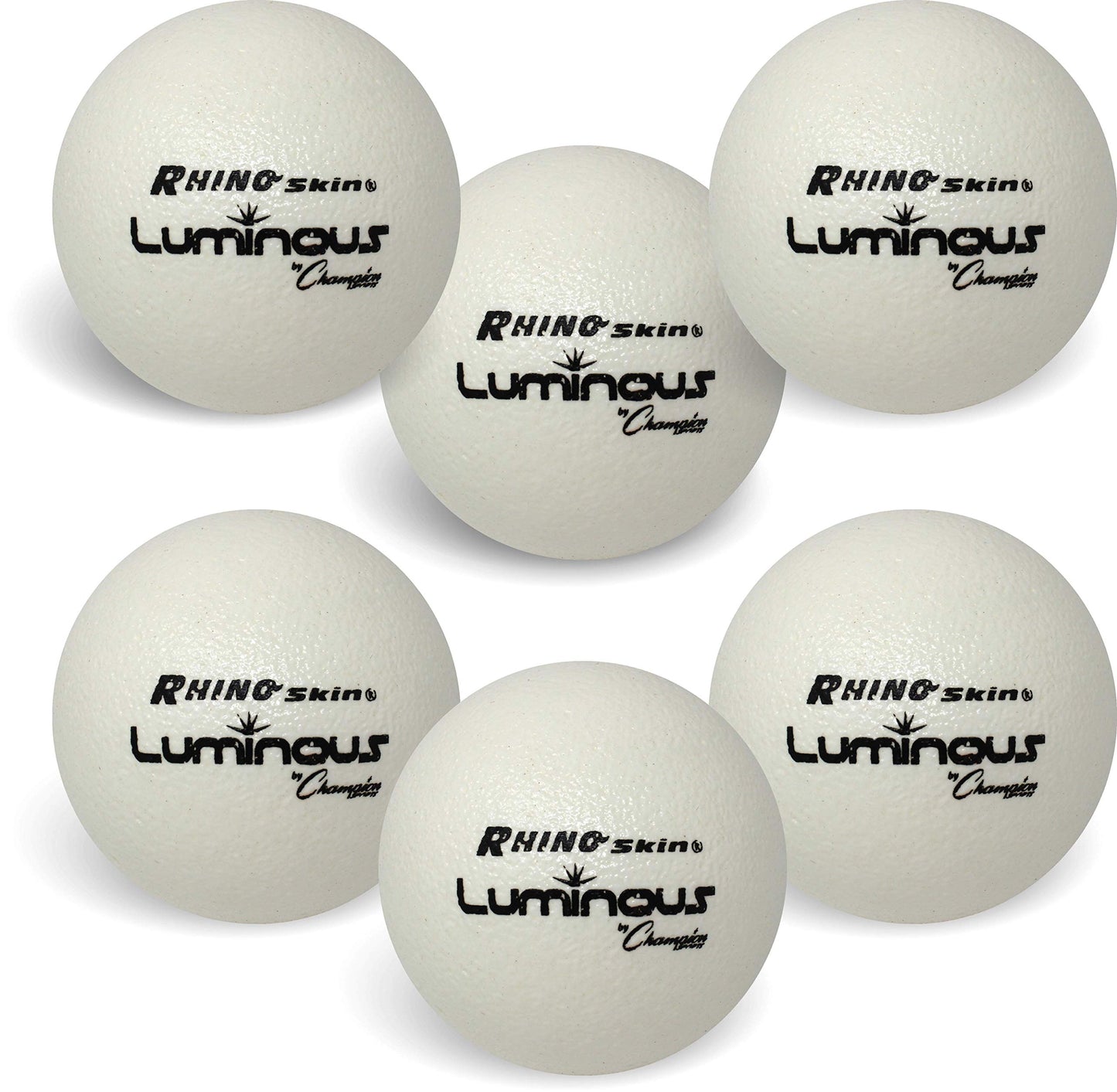 Champion Sports Premium Rhino Skin Dodgeballs with Mesh Storage Bag, Set of 6 - Glow in the Dark Playground Balls for Outdoor Games and Gym Class