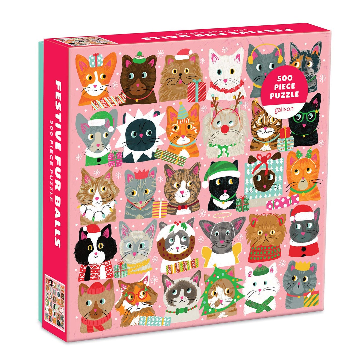 Galison - Festive Fur Balls 500 Piece Jigsaw Puzzle for Adults