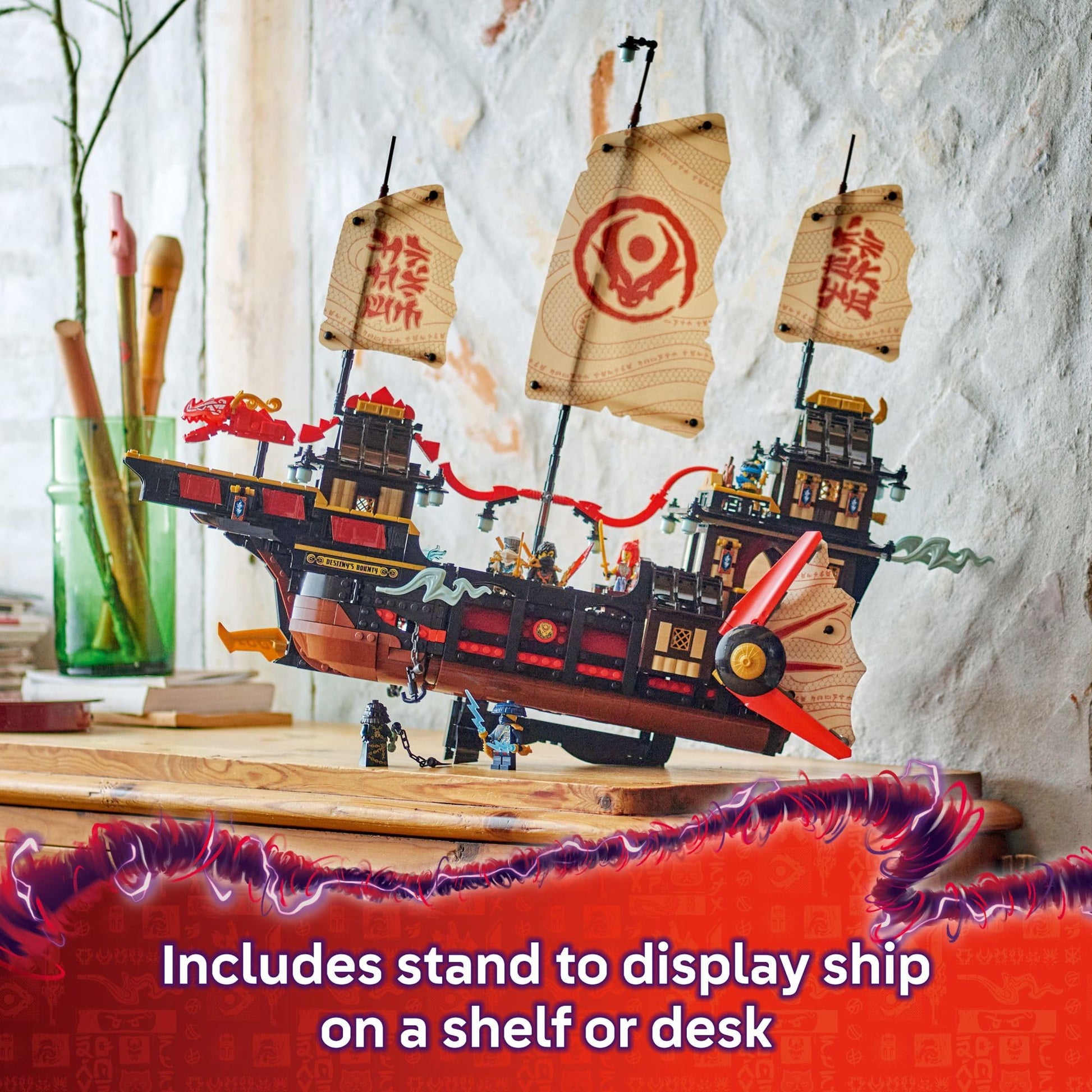 LEGO NINJAGO The Temple Bounty Building Toy - Multi-Level Boat W/6 Ninja Toy Minifigures for Kids, Ages 14+ - Model Building Kit with Display Stand -