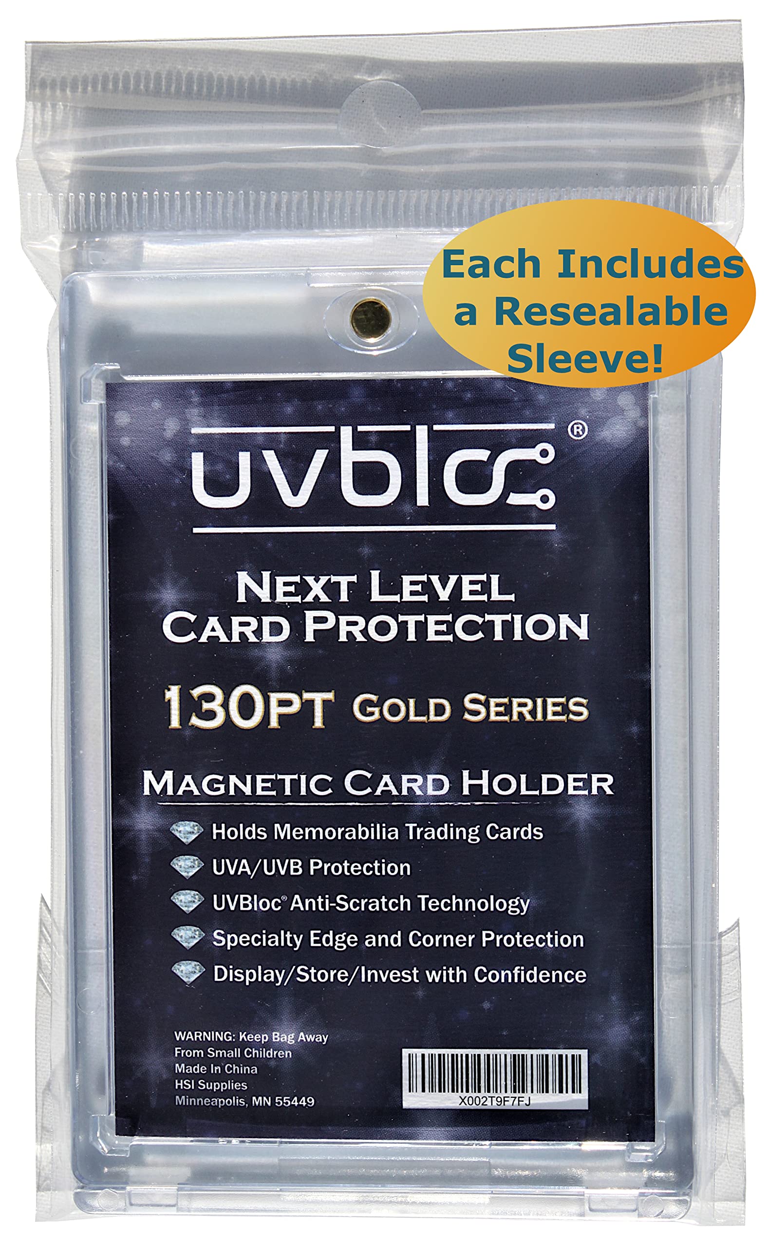 UVBLOC 130pt One Touch Card Holders (5 Pack) Magnetic Baseball Card Sleeves for Trading Thick Jersey Patch Cards Hard Case Protectors Sports Football